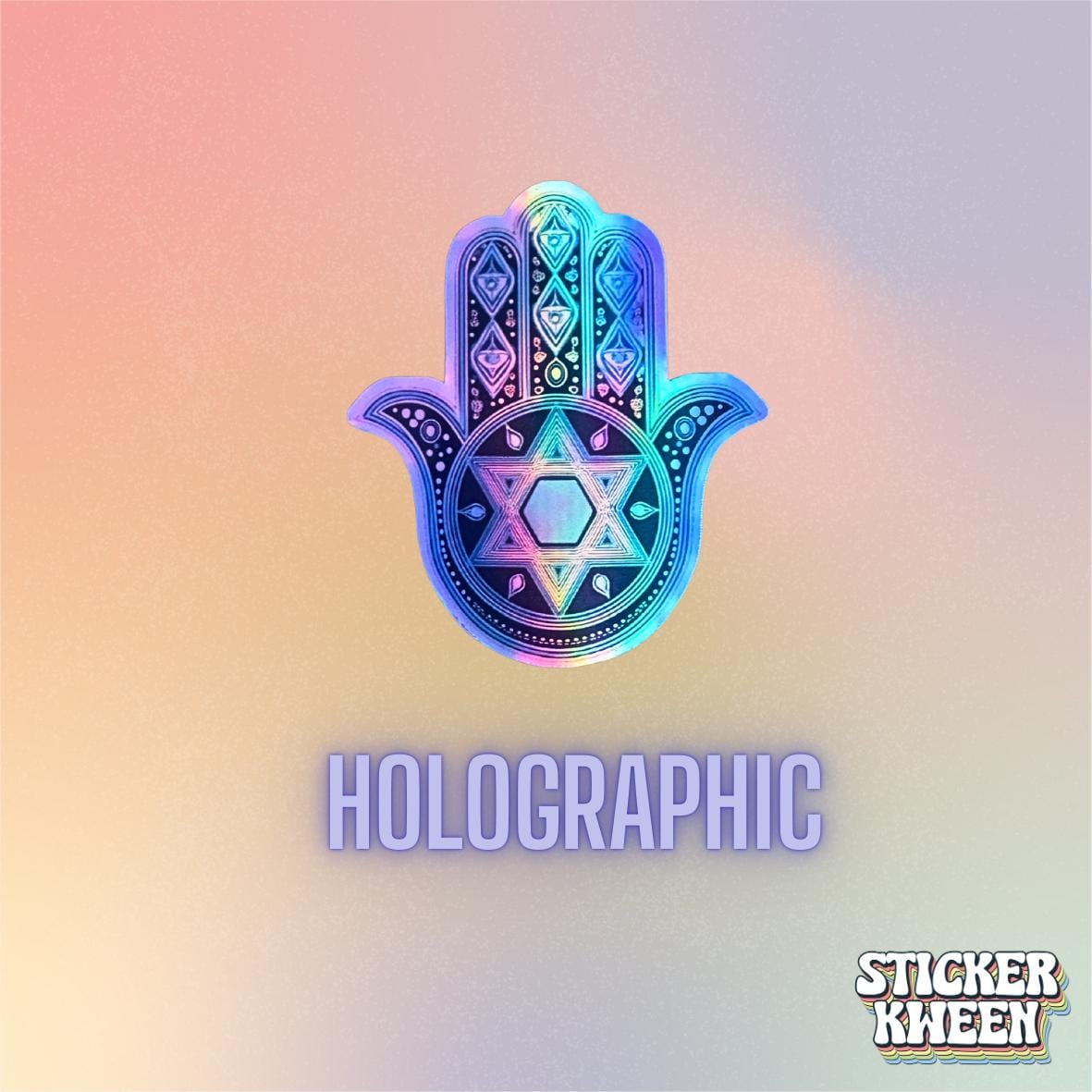 Hamsa Magen David HOLOGRAPHIC Sticker