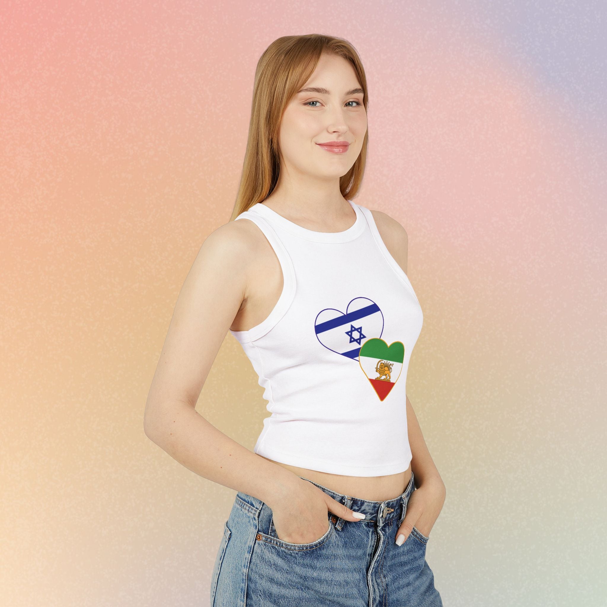 Persian Israeli Flag Hearts Women's Tank Top | Dual Flag Love Racerback