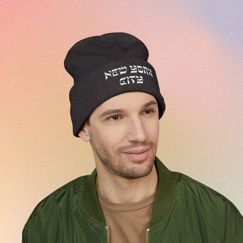 New York City Hebrew Style Font Classic Cuffed Beanie (Embroidery)