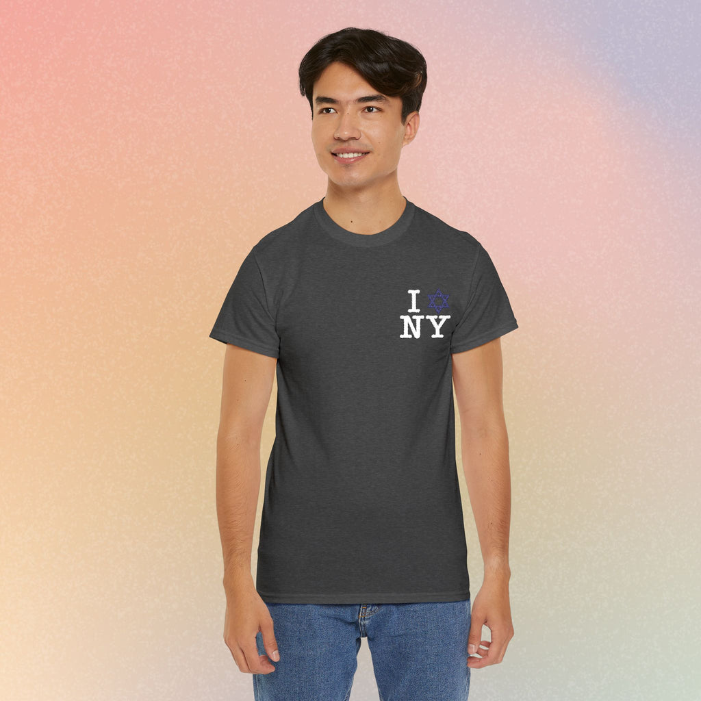 I Love NY Jewish Star Embroidered T-Shirt (Dark Colors) — Jewish NYC Pride