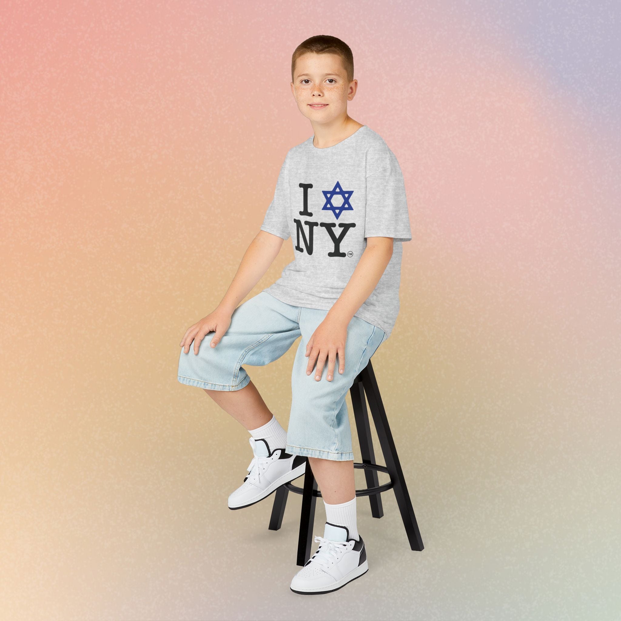 Kids I Jewish Star Love NY T-Shirt — Youth Jewish New York Pride Tee