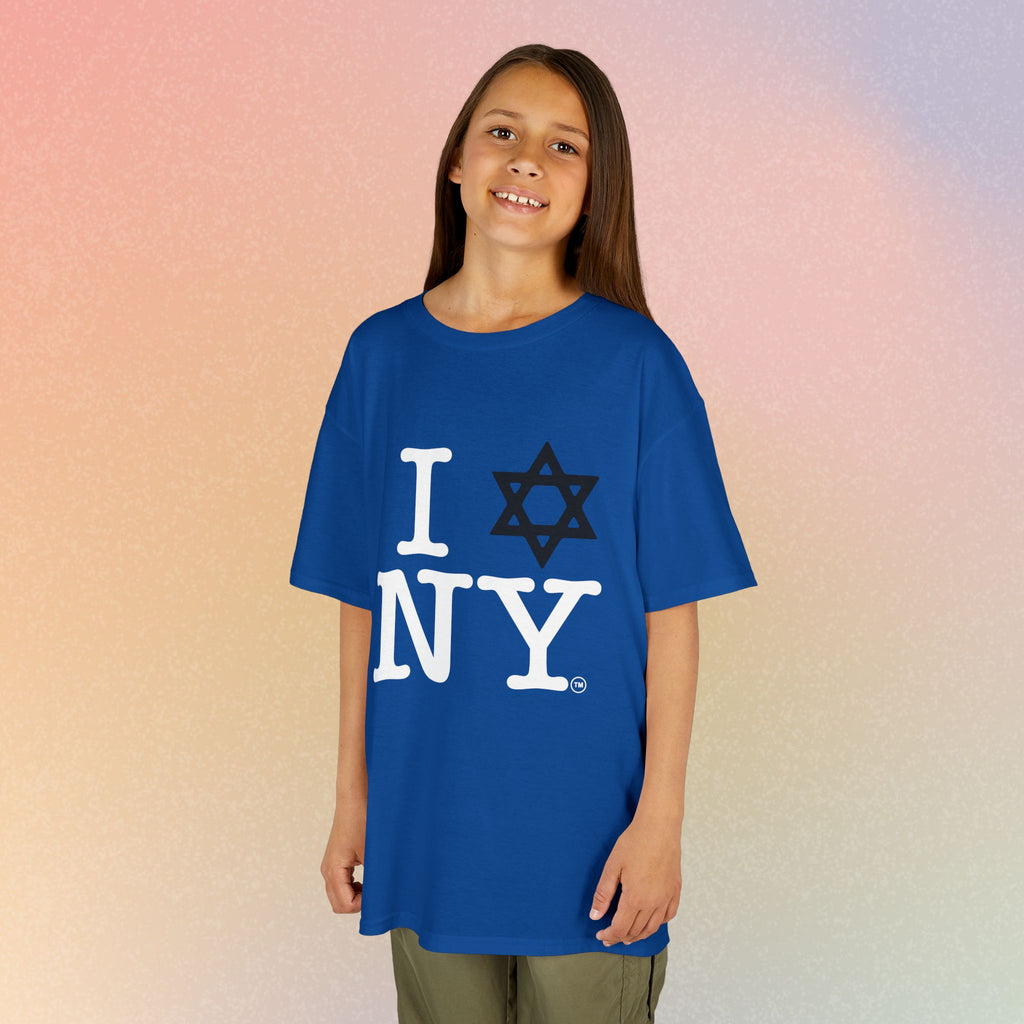 Kids I Jewish Star Love NY T-Shirt — Youth Jewish New York Pride Tee