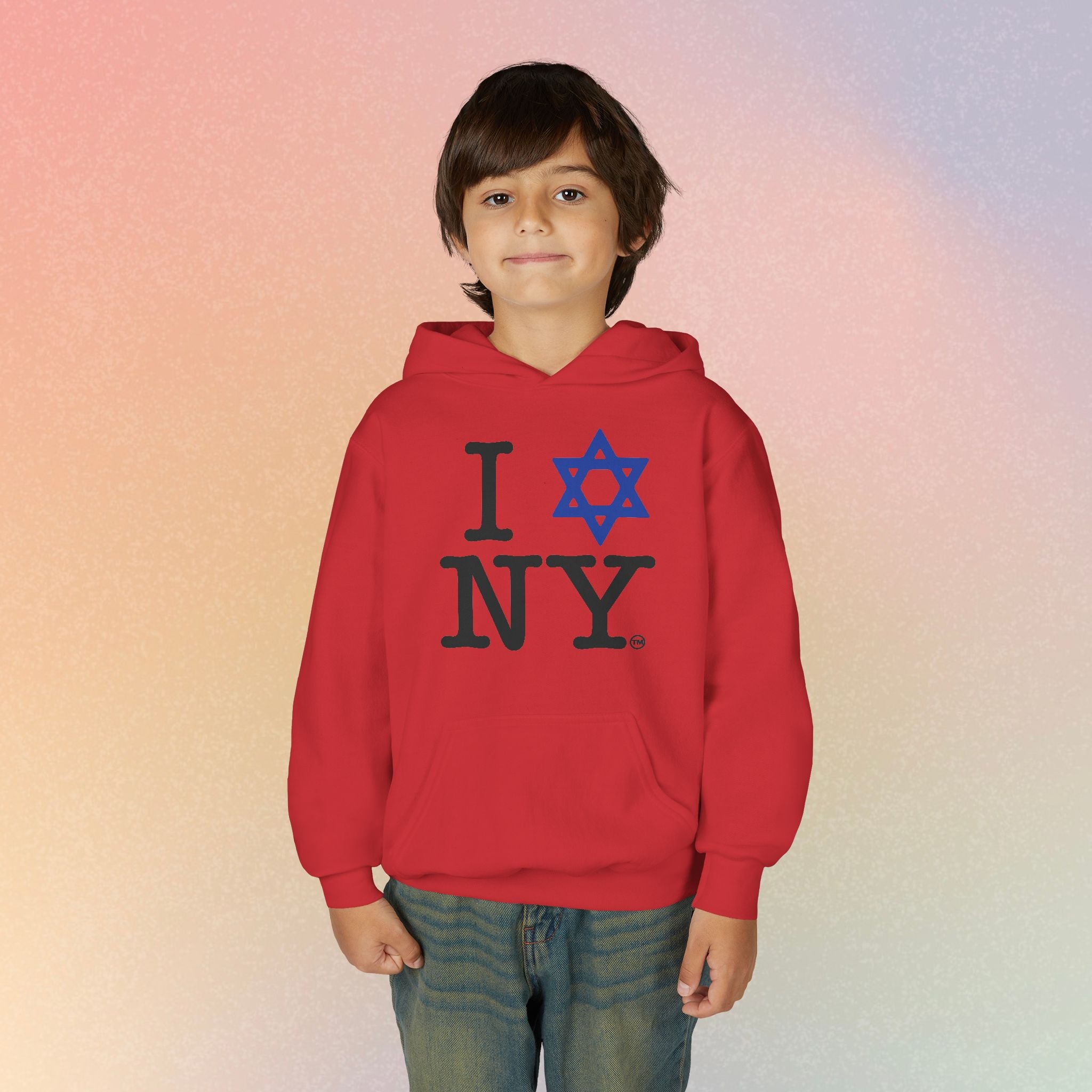Youth Size I Love NY Jewish Star Hoodie | Jewish New York Pride Sweatshirt