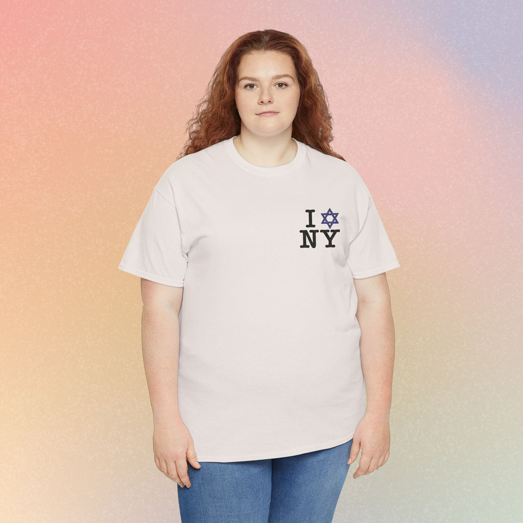 I Love NY Jewish Star Embroidered T-Shirt (Light Colors) | Jewish New York Tee