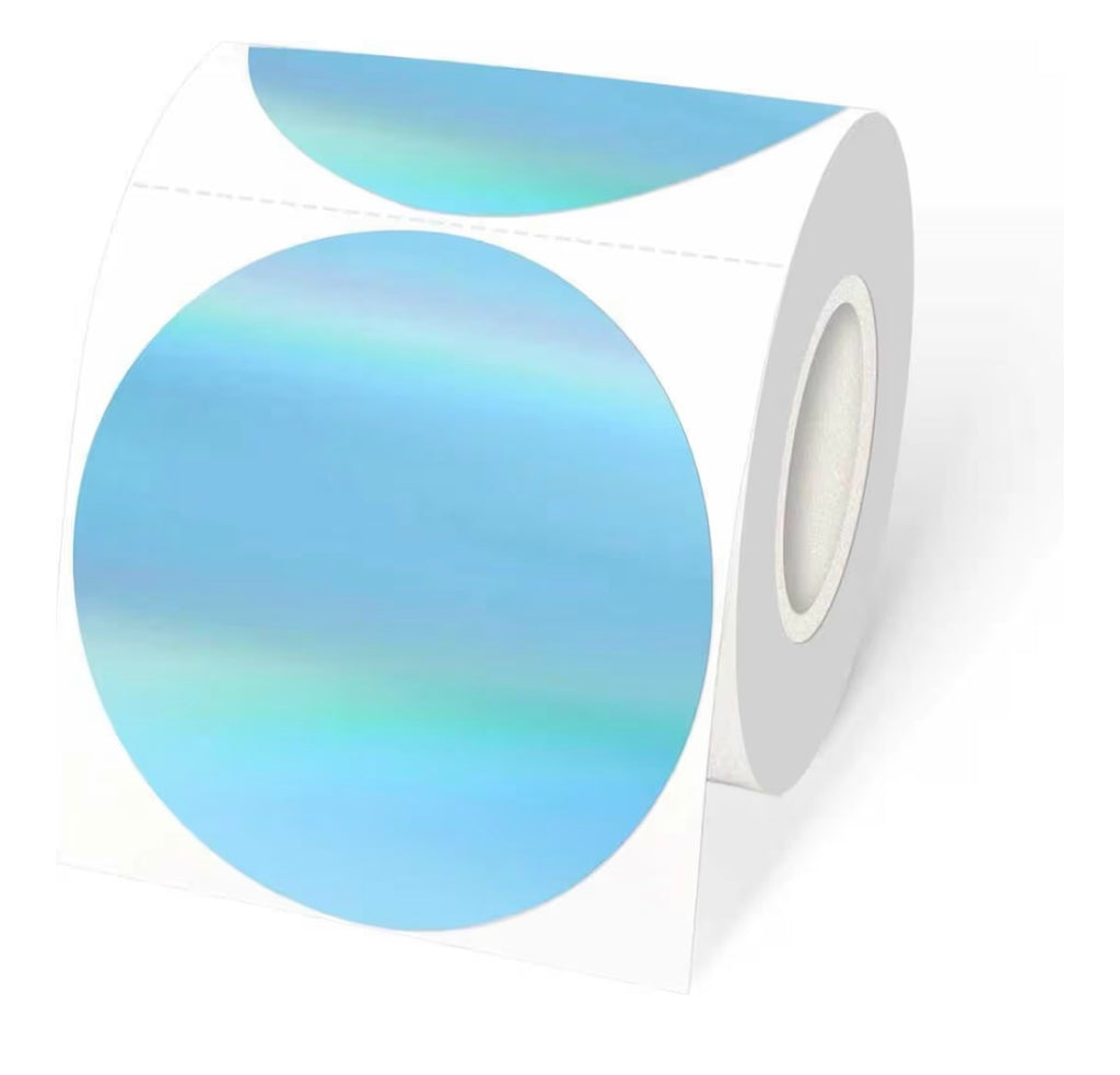 I LOVE NEW YORK (100pc) Jewish Star Blue Round Holographic Thermal Stickers