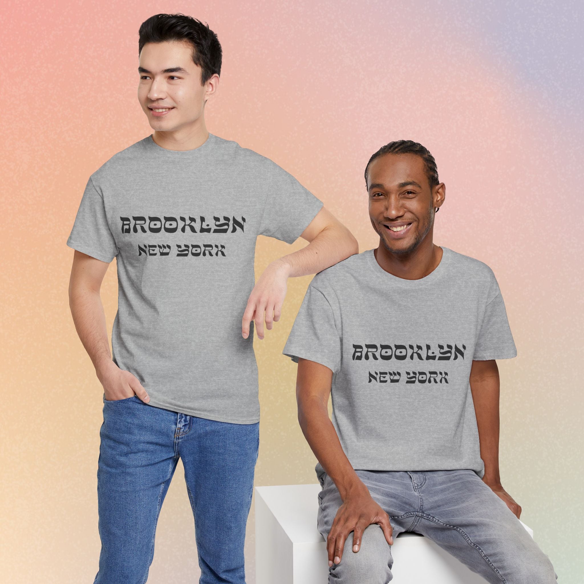 Brooklyn New York Hebrew Script - Unisex Heavy Cotton Tee