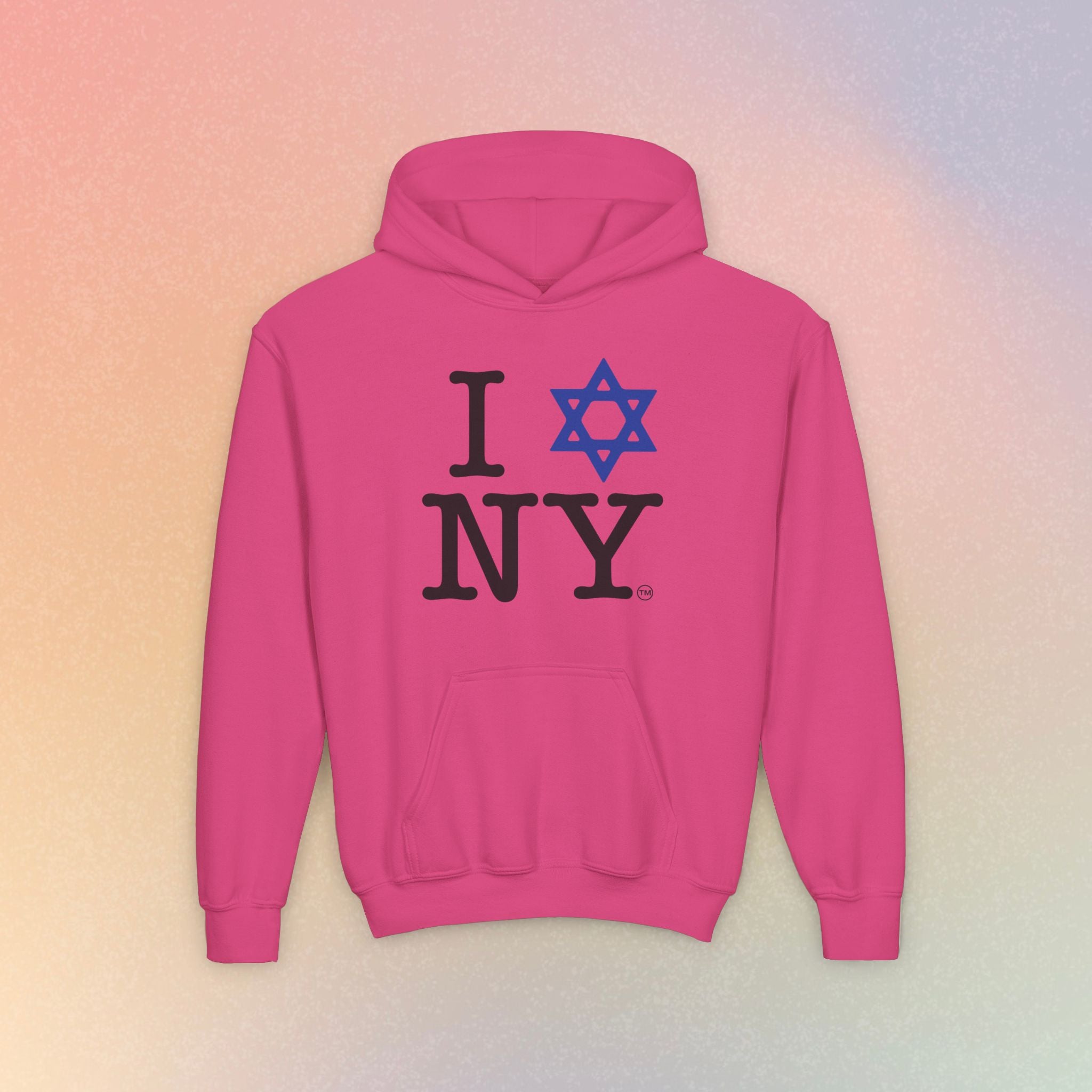 Youth Size I Love NY Jewish Star Hoodie | Jewish New York Pride Sweatshirt