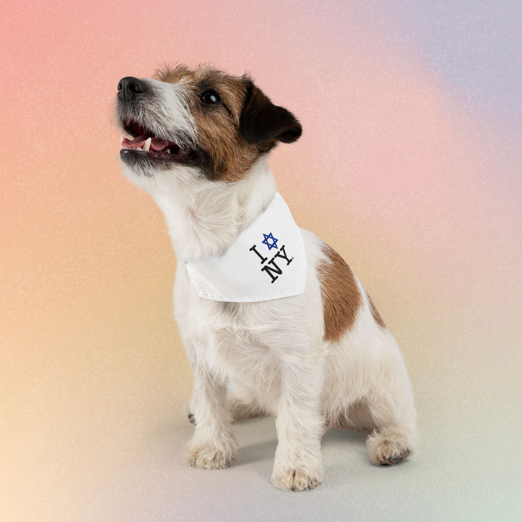 I LOVE NY Jewish Star (WHITE) Pet Bandana Collar Dog/Cat