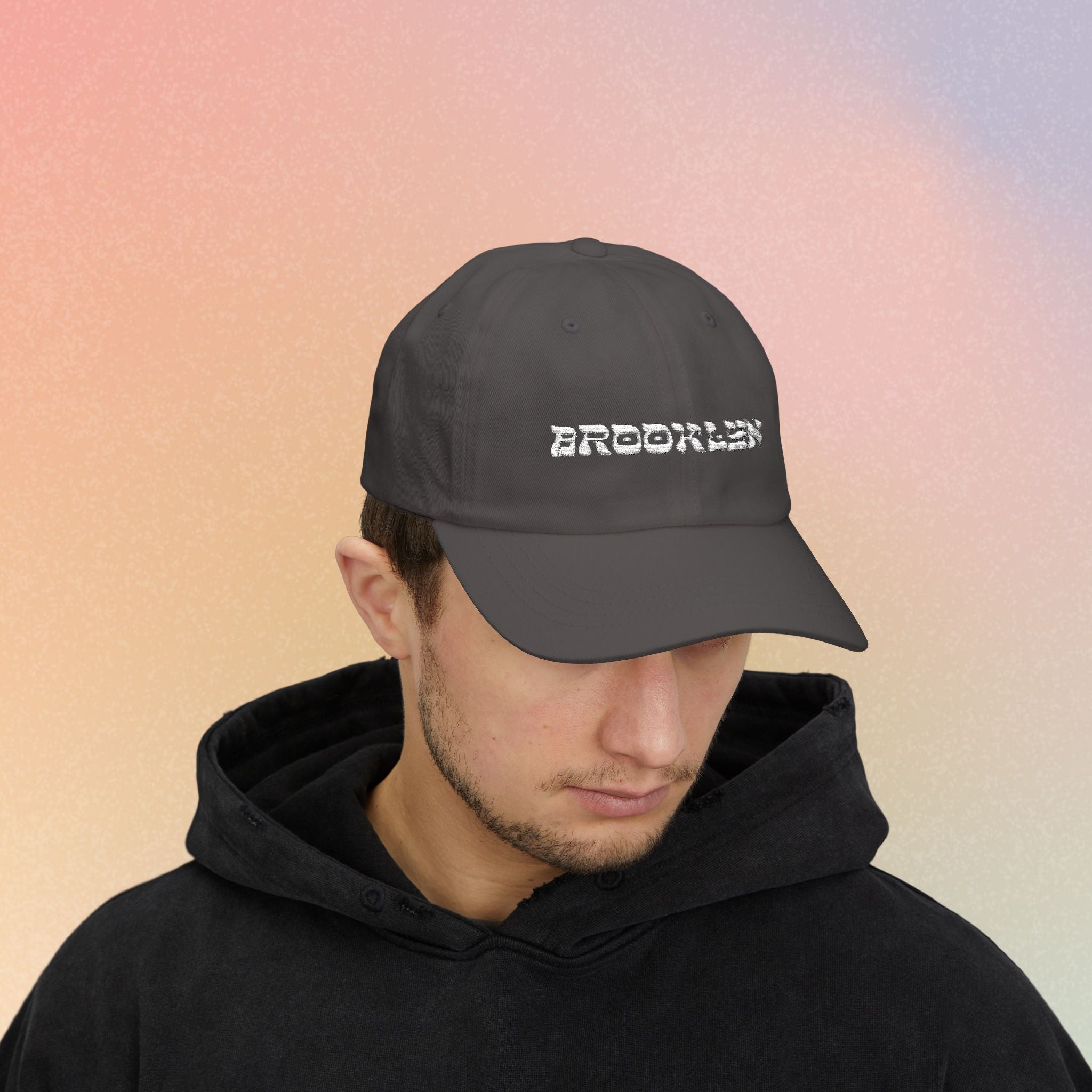 Brooklyn Hebrew Script Embroidered Baseball Cap