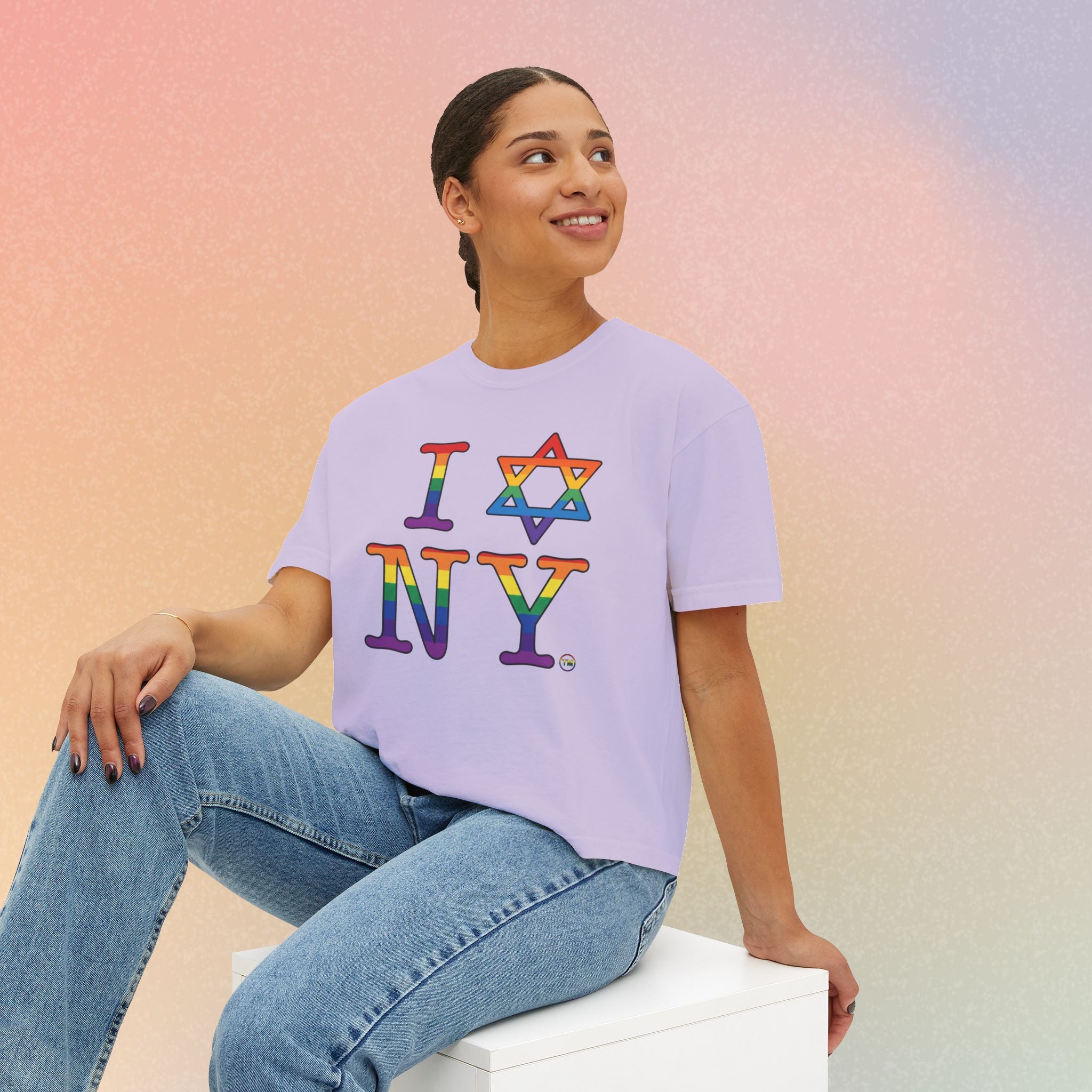 I Love NY Jewish Star LGBTQ Jewish Pride Women's Boxy Tee