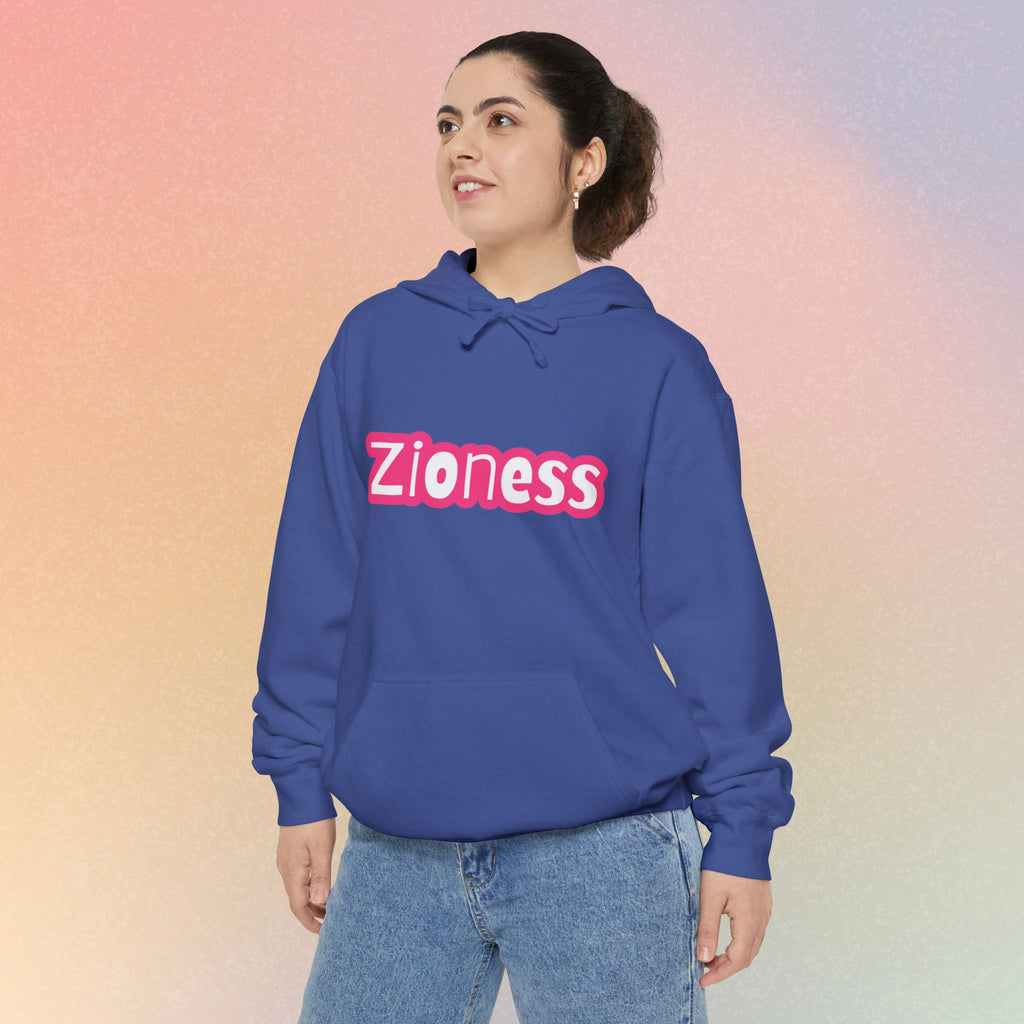 Zioness Hoodie — Pink Retro Logo Pullover