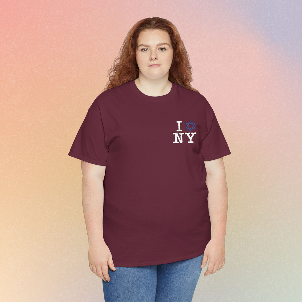 I Love NY Jewish Star Embroidered T-Shirt (Dark Colors) — Jewish NYC Pride