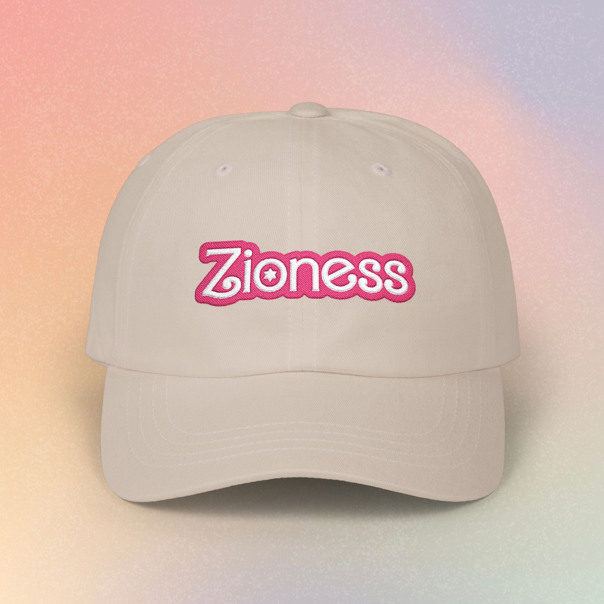 Zioness Embroidered Baseball Cap – Pink Barbie Font Jewish Pride Baseball Hat