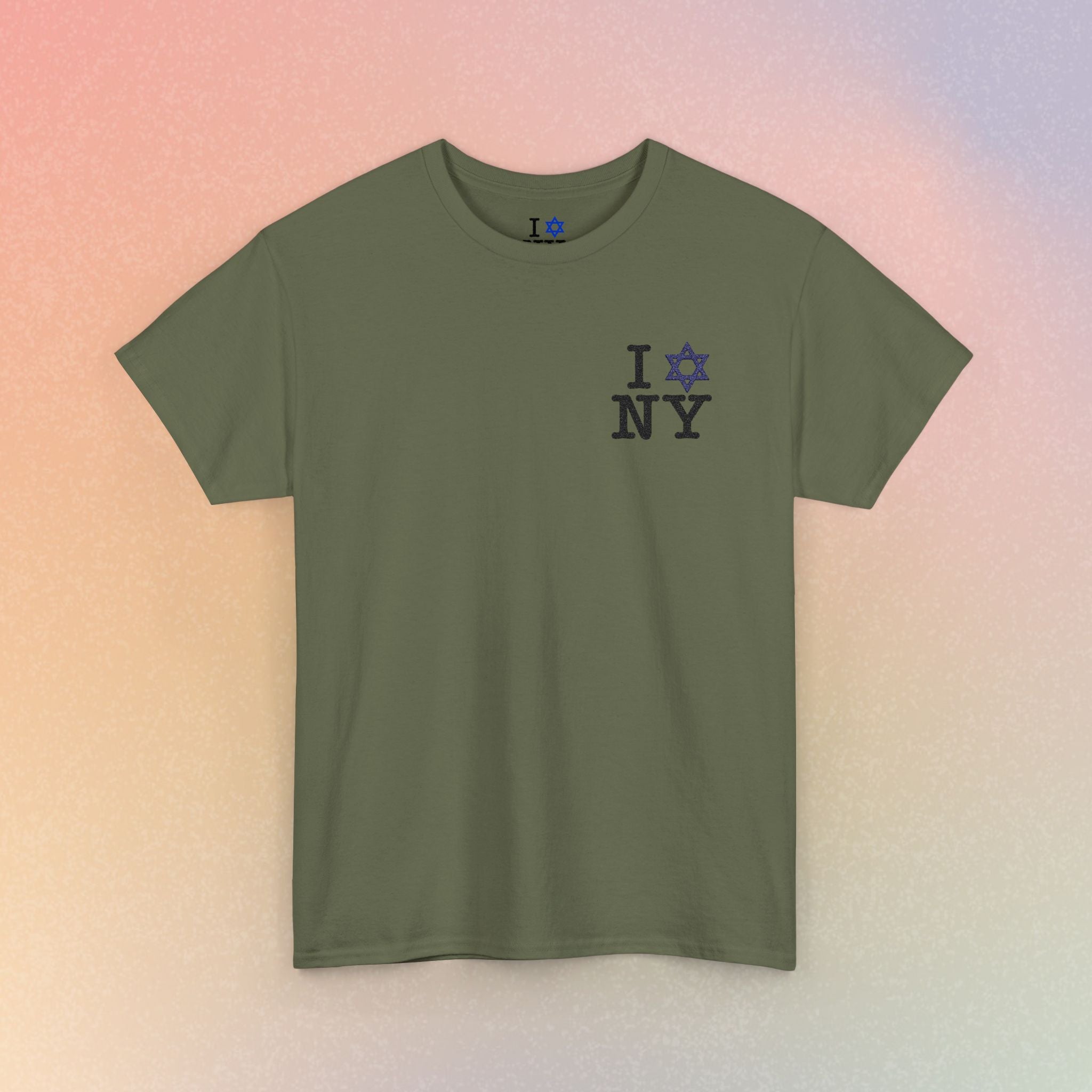 I Love NY Jewish Star Embroidered T-Shirt (Light Colors) | Jewish New York Tee