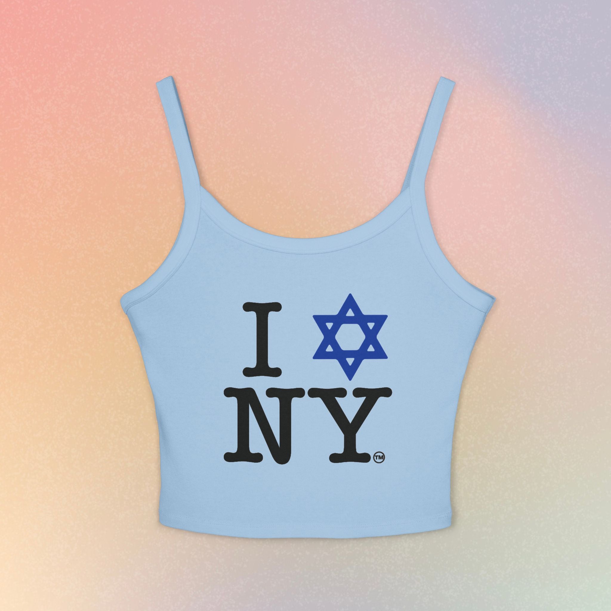 I Love New York Jewish Star Tank Top — Jewish Pride NYC Spaghetti Strap Crop