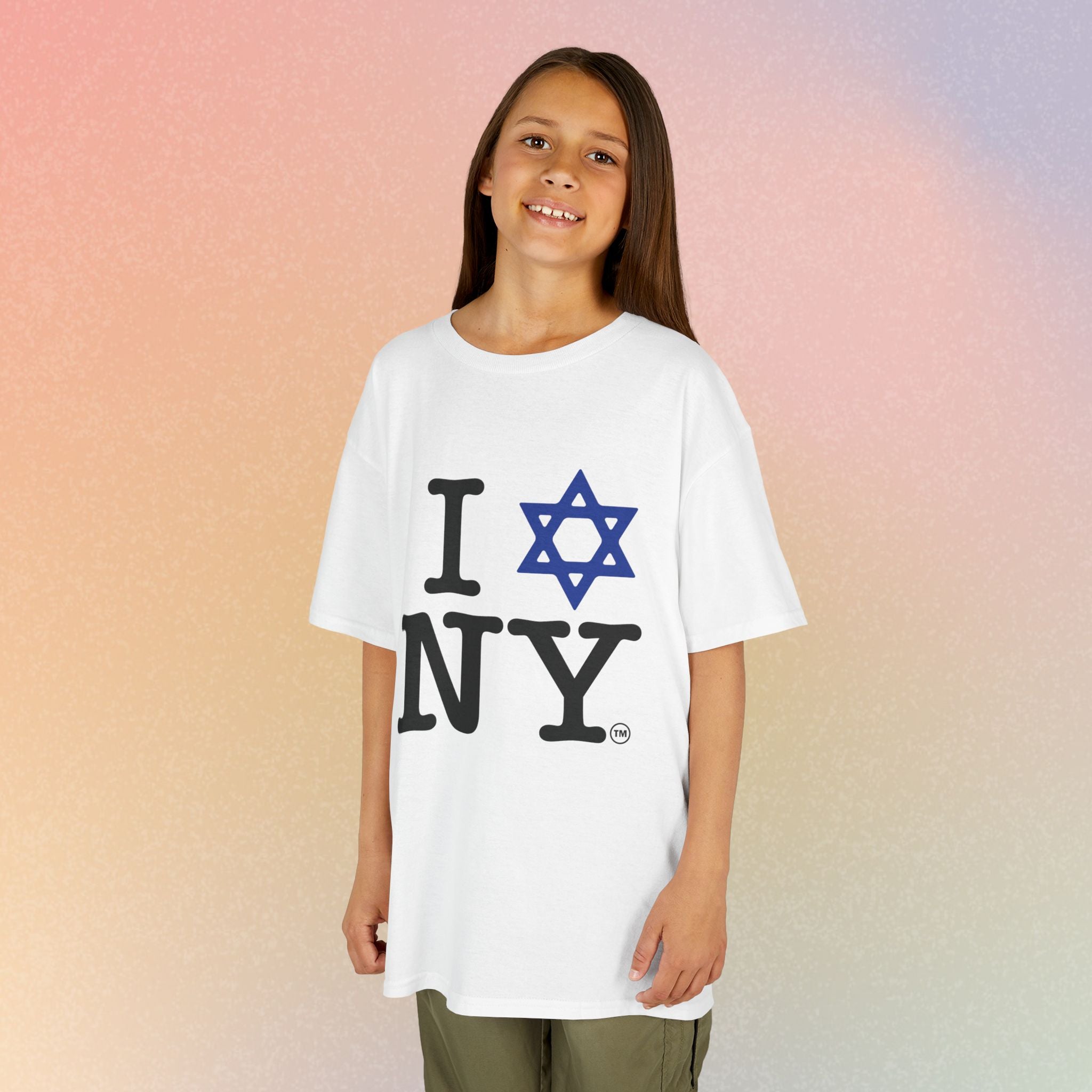 Kids I Jewish Star Love NY T-Shirt — Youth Jewish New York Pride Tee