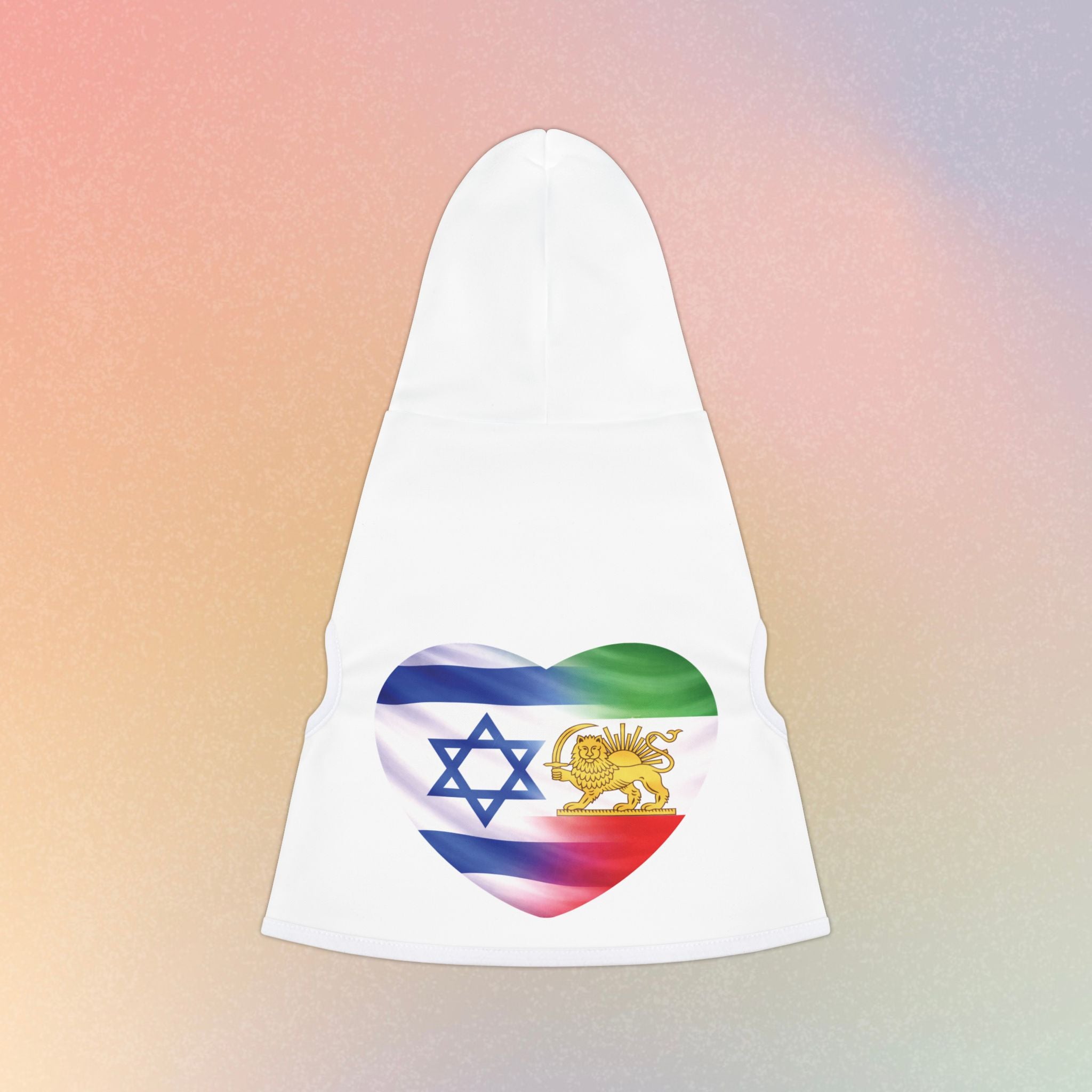 Persian Israeli Flag Flag Heart Pet Hoodie (Jewish/Persian Pride)