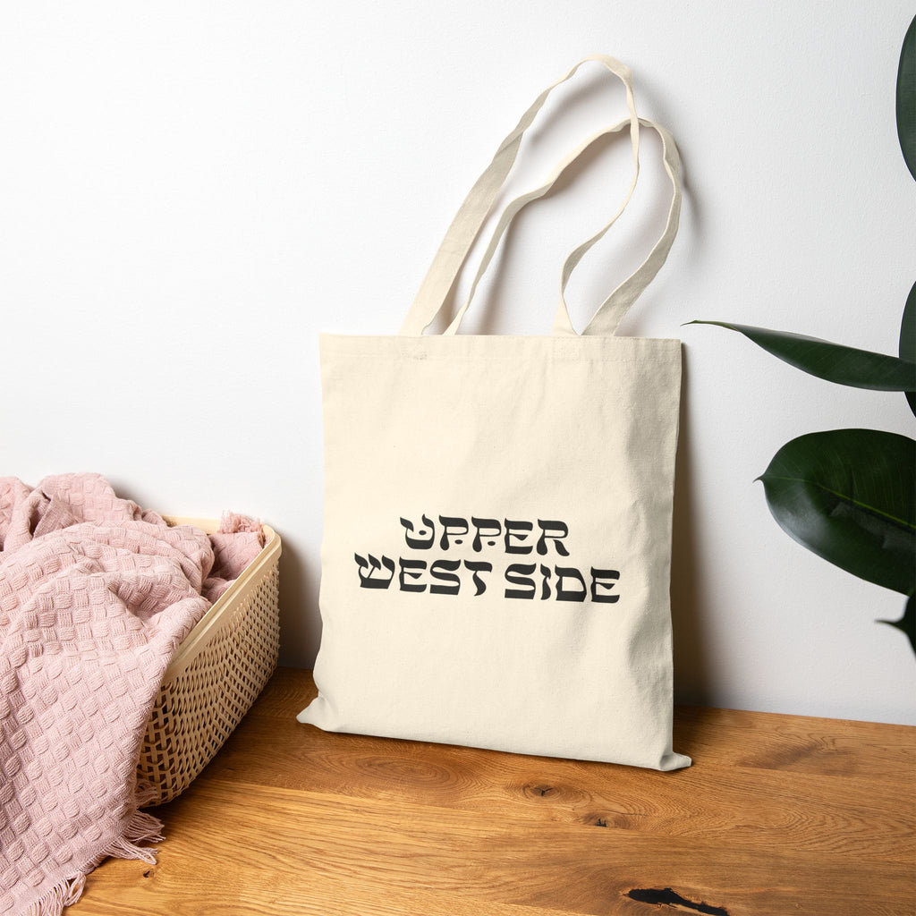 Upper West Side New York Hebrew Style Font Cotton Canvas Tote Bag