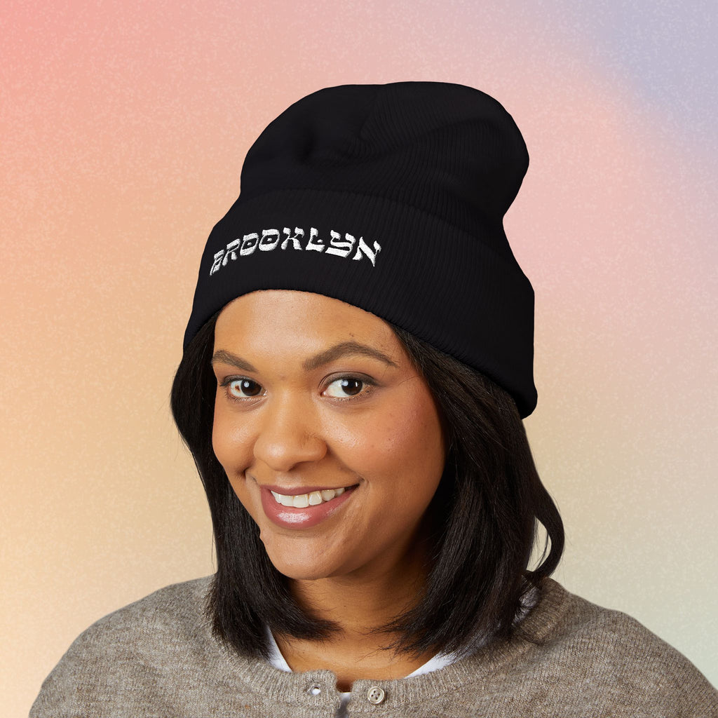 Brooklyn Hebrew Style Font Classic Cuffed Beanie (Embroidery)
