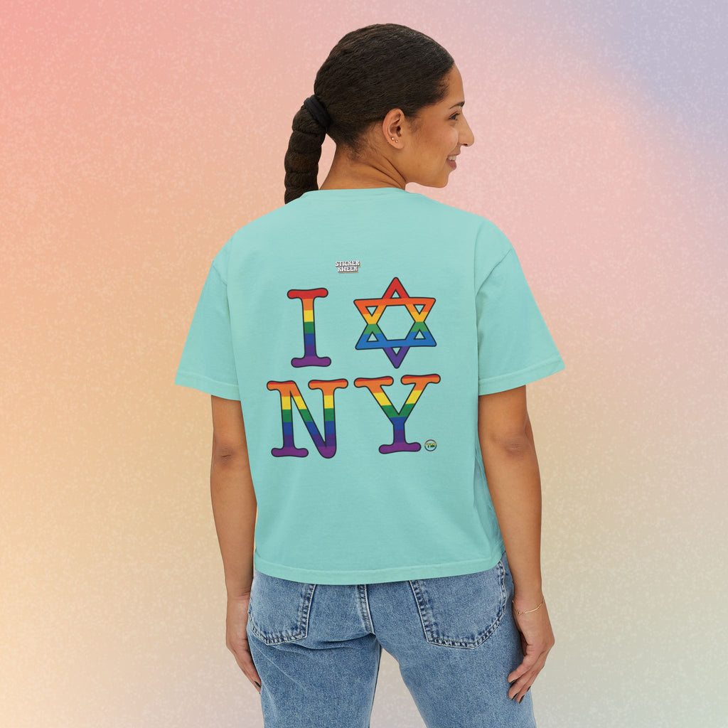I Love NY Jewish Star LGBTQ Jewish Pride Women's Boxy Tee