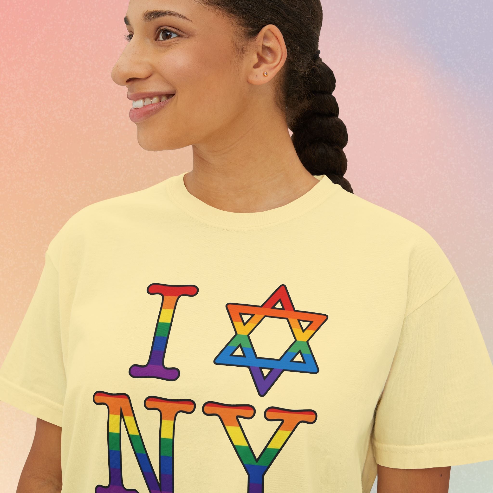 I Love NY Jewish Star LGBTQ Jewish Pride Women's Boxy Tee