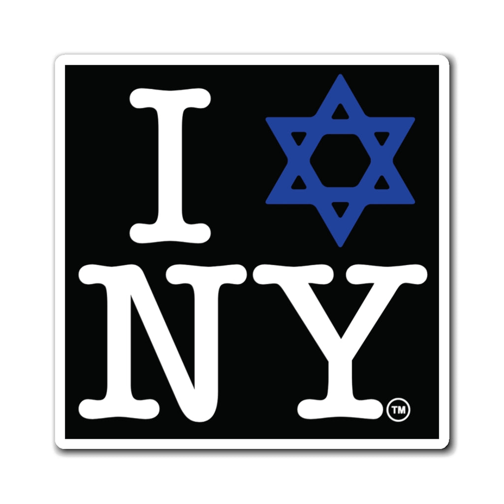 I Love NY Jewish Star Magnet — Jewish New York Fridge Magnet in Black (3 Sizes)