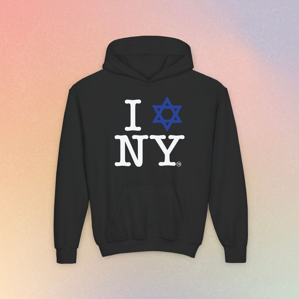 Youth Size I Love NY Jewish Star Hoodie | Jewish New York Pride Sweatshirt