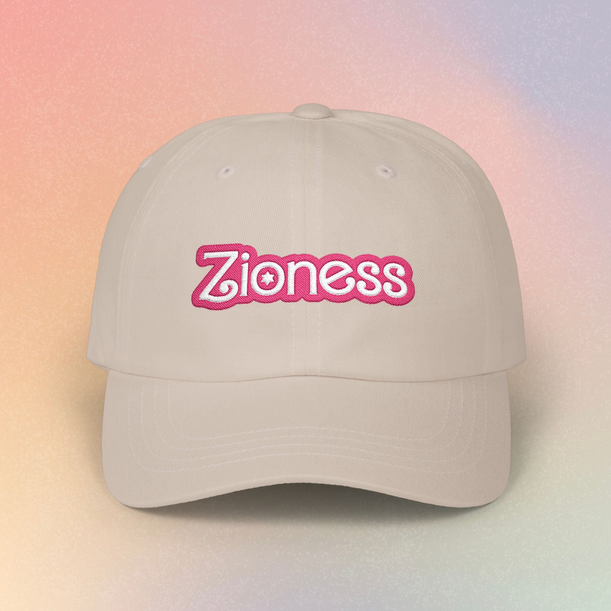 Zioness Embroidered Baseball Cap – Pink Barbie Font Jewish Pride Baseball Hat