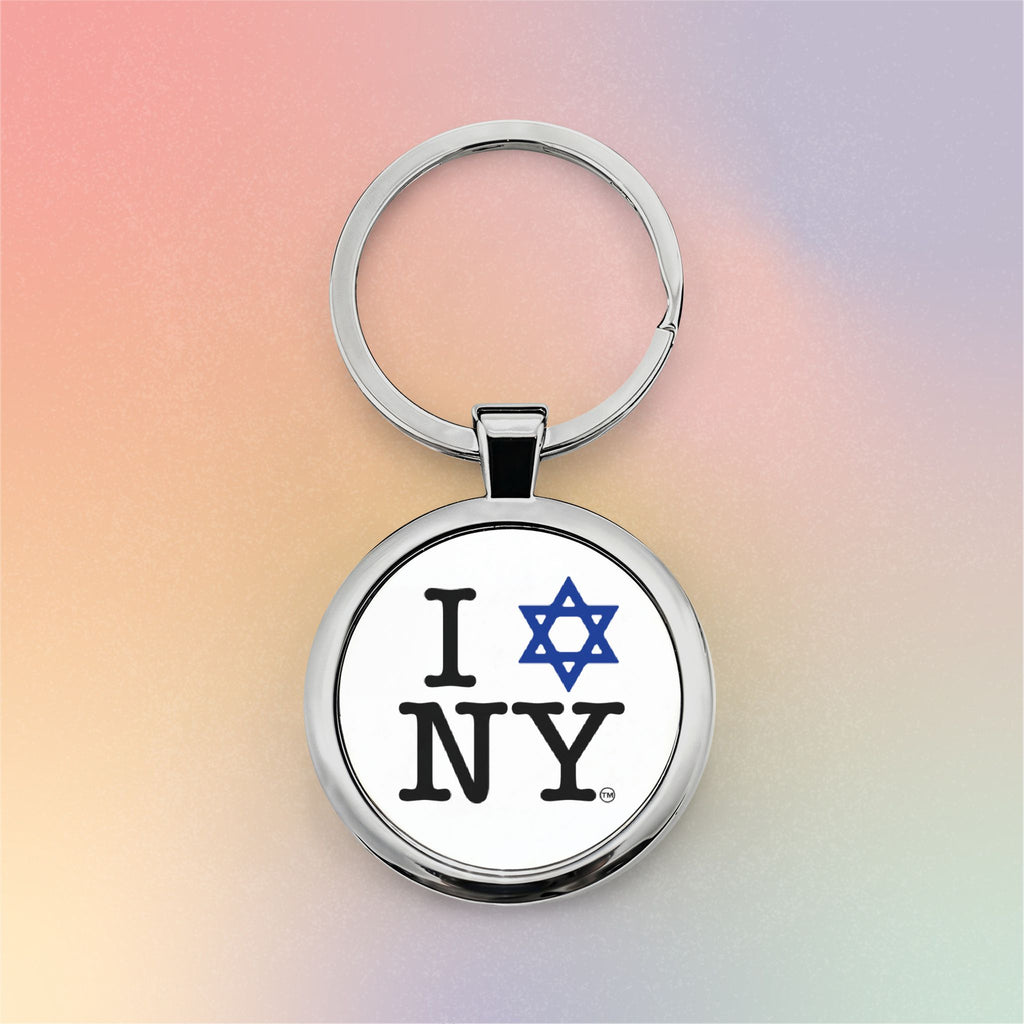 I Love NY Jewish Star Keychain, Round Stainless Steel | Jewish New York Pride