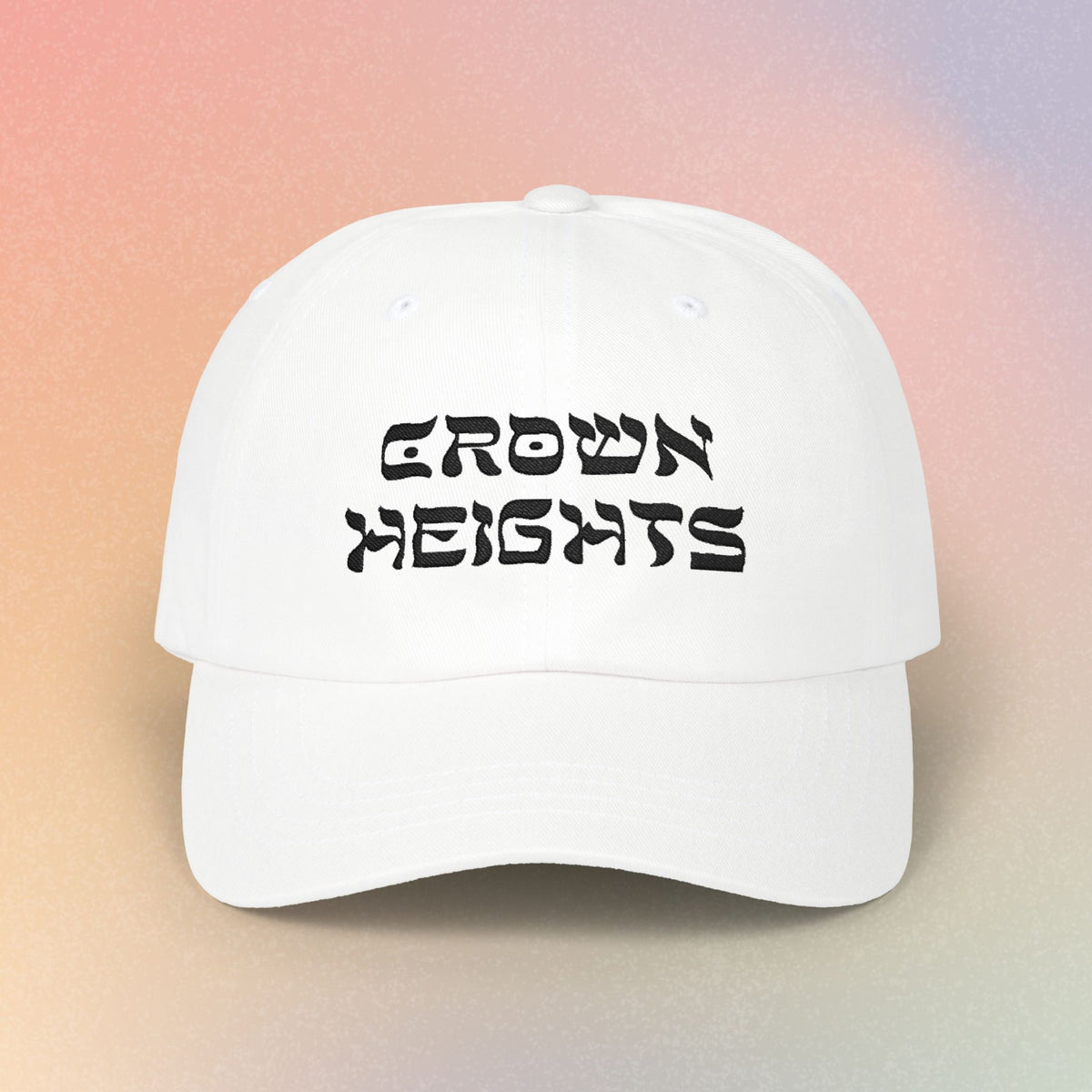 Crown Heights Hebrew Script Embroidered Baseball Cap (Light Colors)