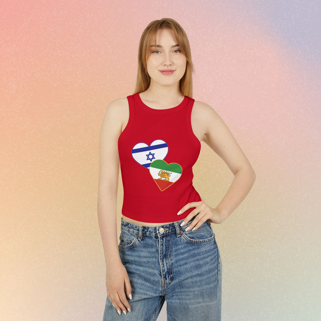 Persian Israeli Flag Hearts Women's Tank Top | Dual Flag Love Racerback