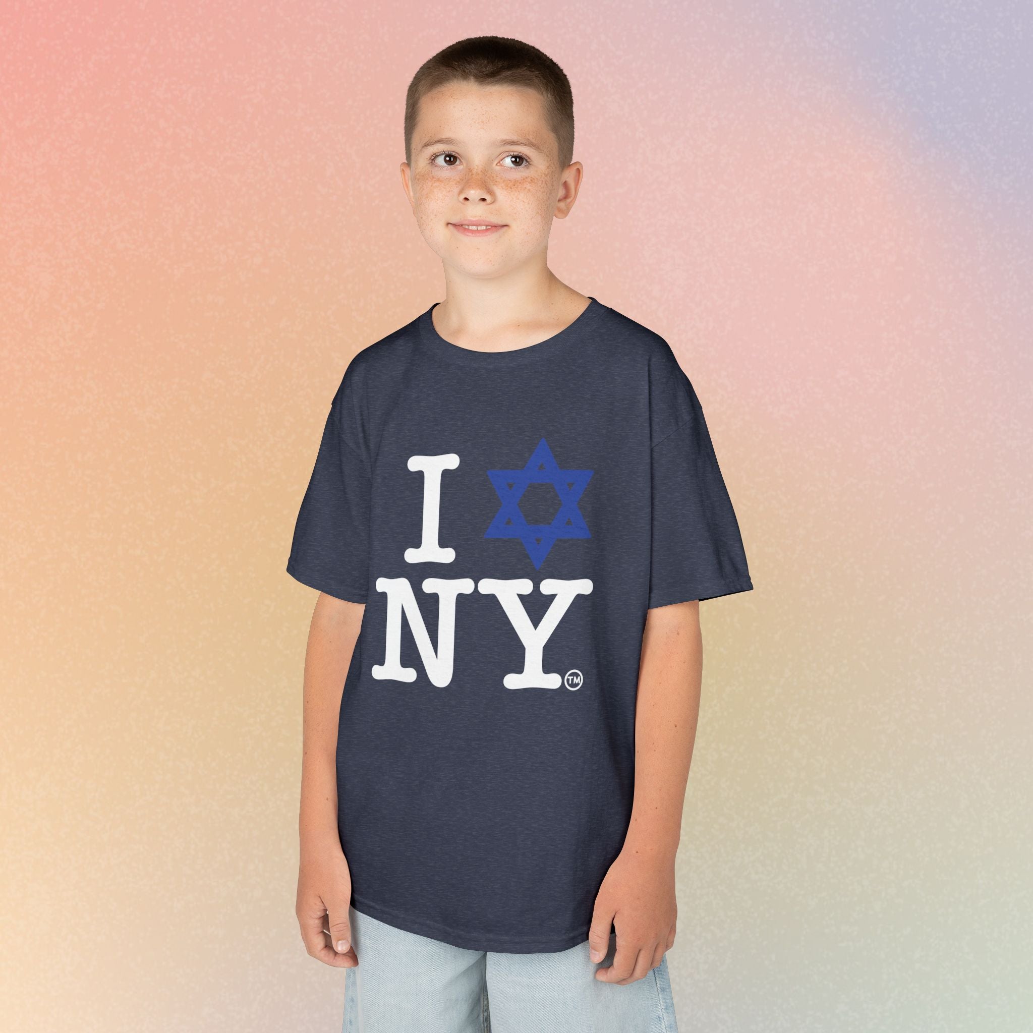 Kids I Jewish Star Love NY T-Shirt — Youth Jewish New York Pride Tee