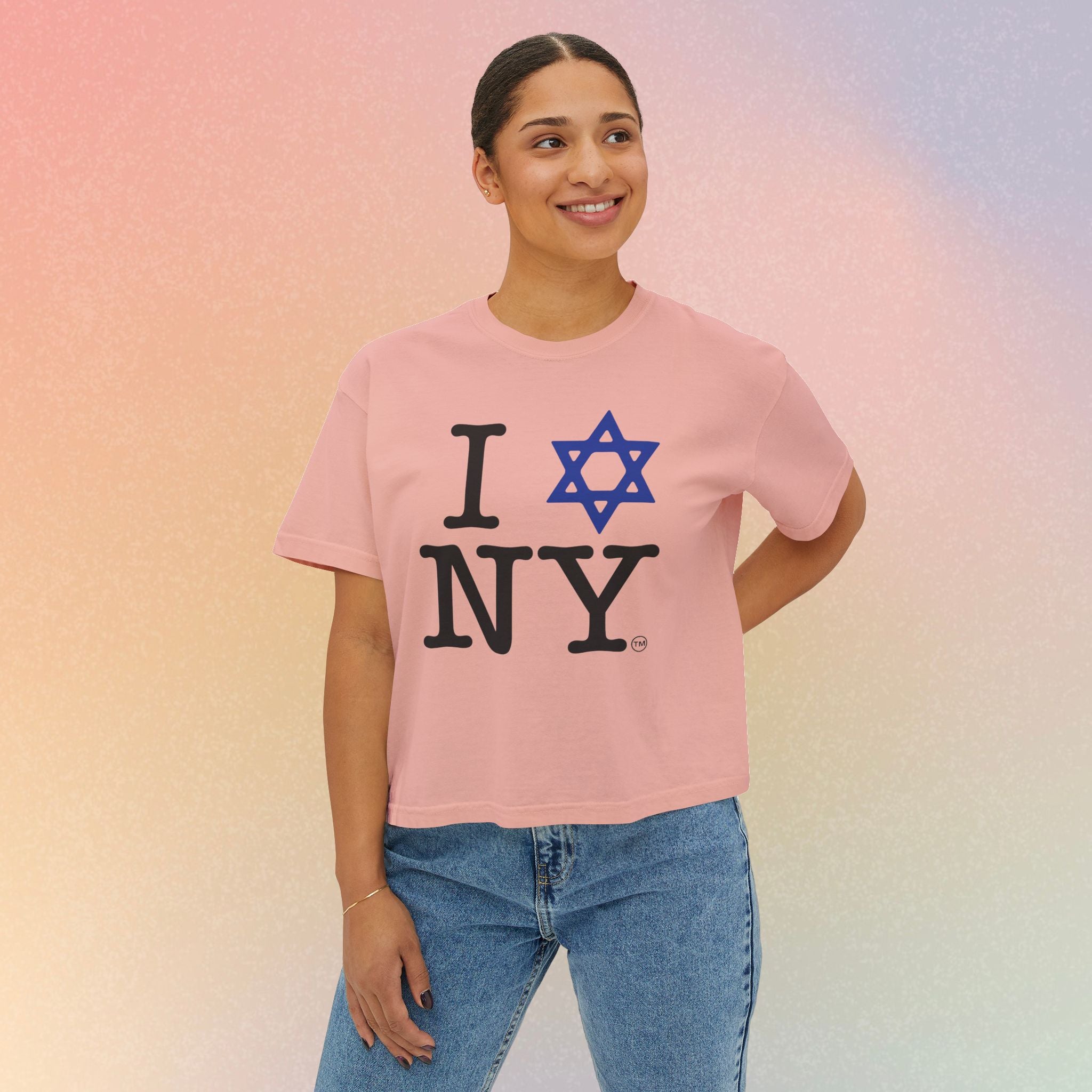 I Love NY Jewish Star Women's Boxy Tee — Jewish New York Pride T‑Shirt