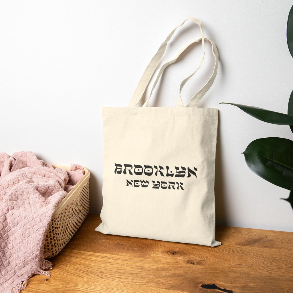 Brooklyn New York Hebrew Style Font Cotton Canvas Tote Bag