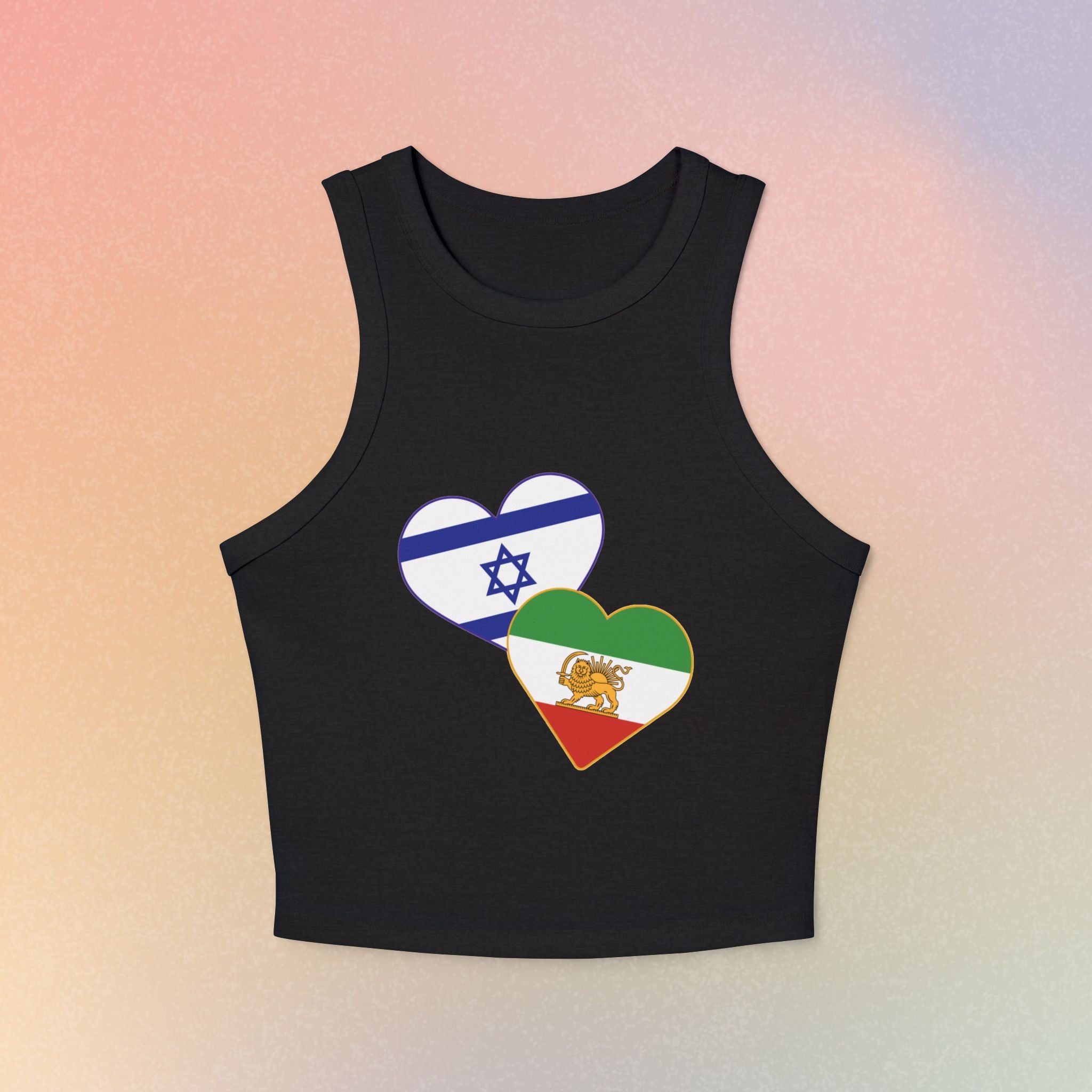 Persian Israeli Flag Hearts Women's Tank Top | Dual Flag Love Racerback