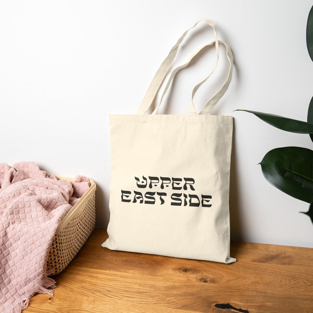Upper East Side Hebrew Style Font Cotton Canvas Tote Bag