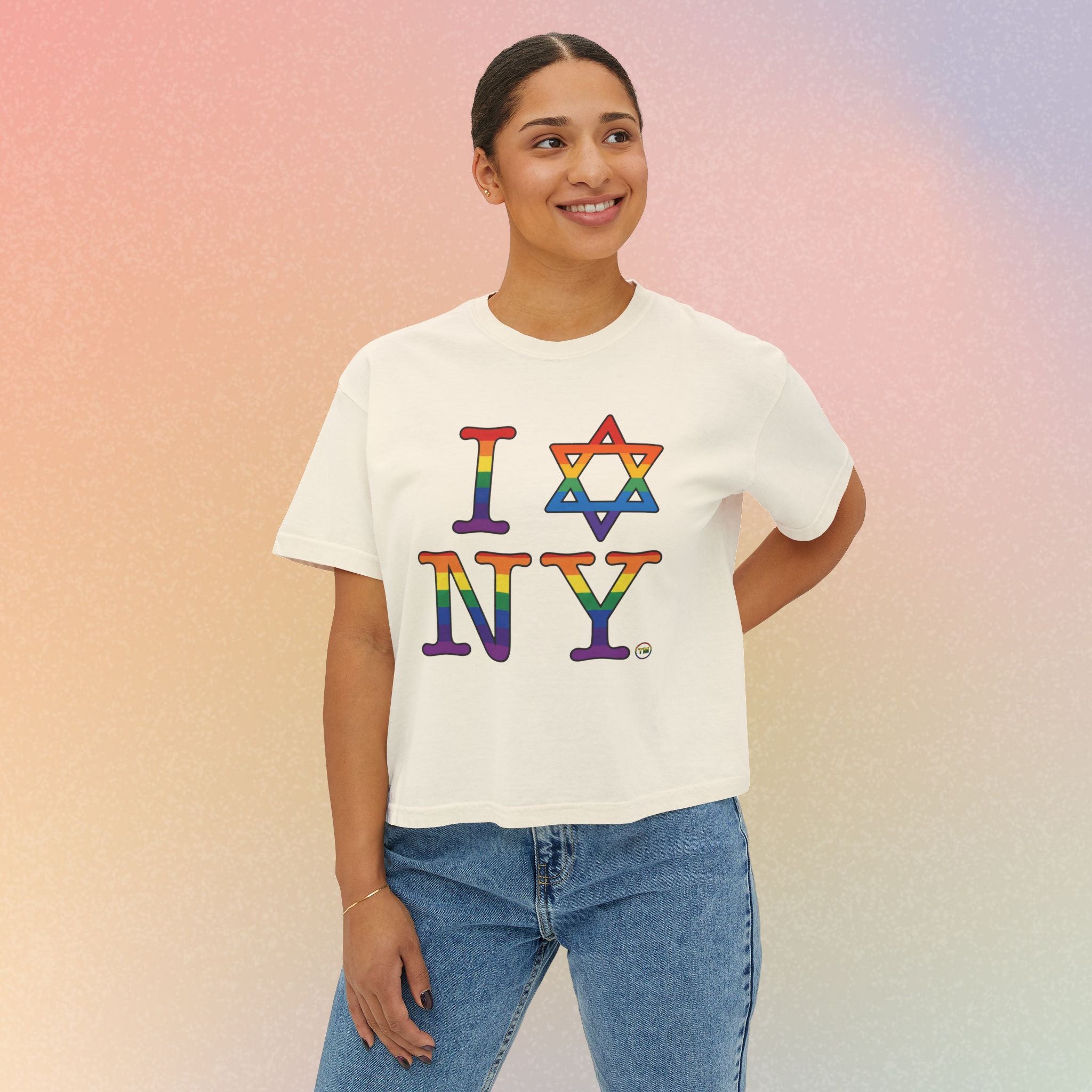 I Love NY Jewish Star LGBTQ Jewish Pride Women's Boxy Tee