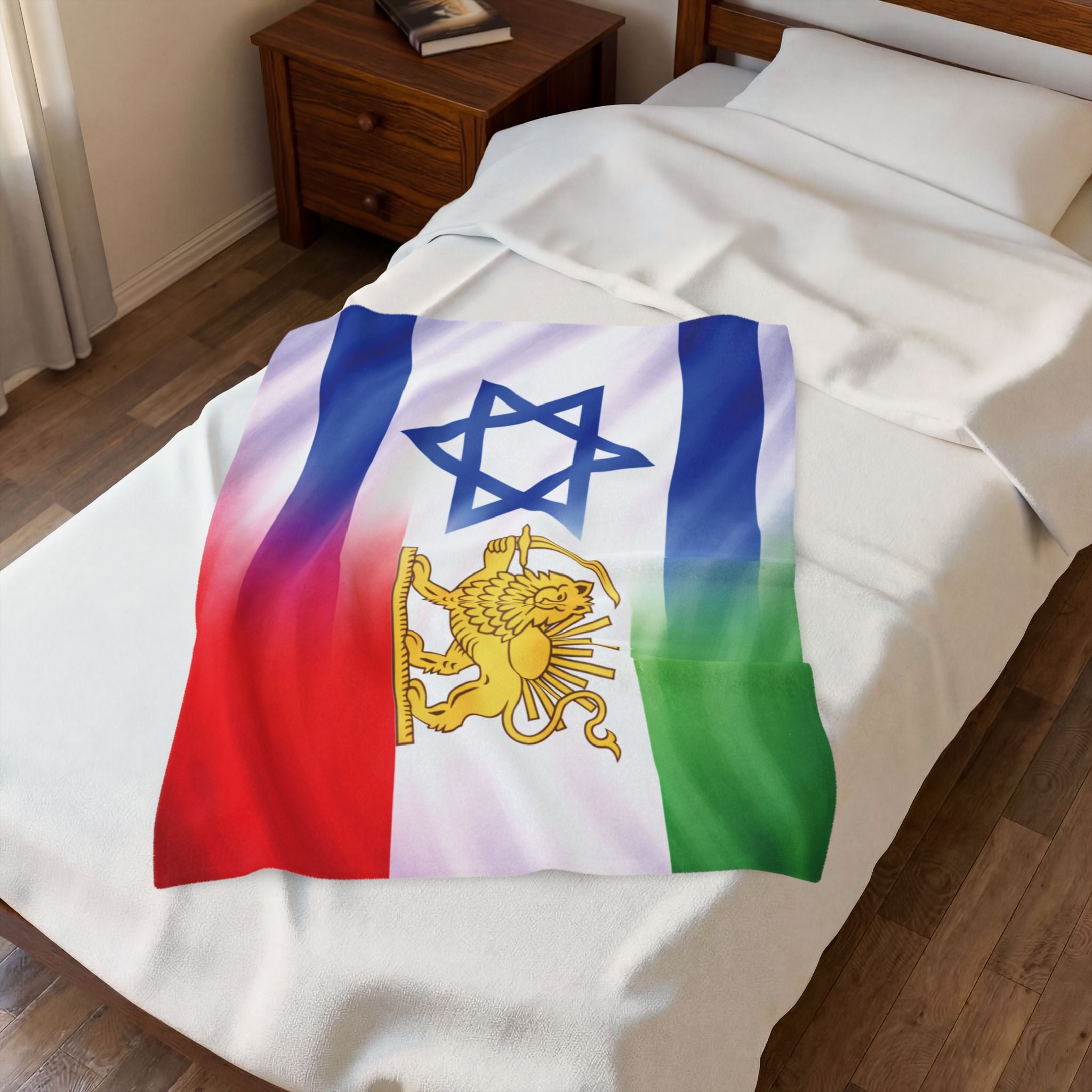 Persian Israeli Flag Blanket | Velveteen Plush Blanket