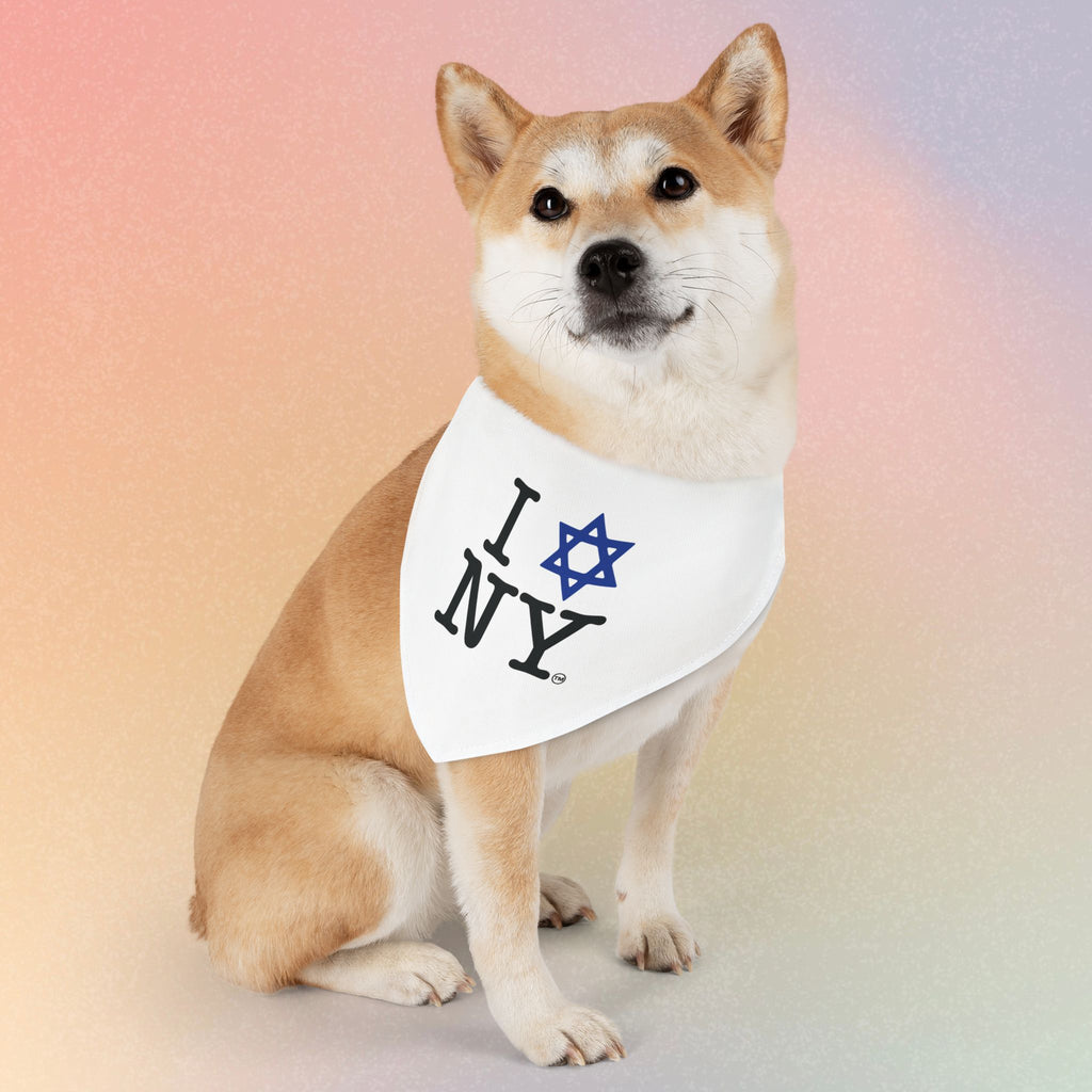 I LOVE NY Jewish Star (WHITE) Pet Bandana Collar Dog/Cat