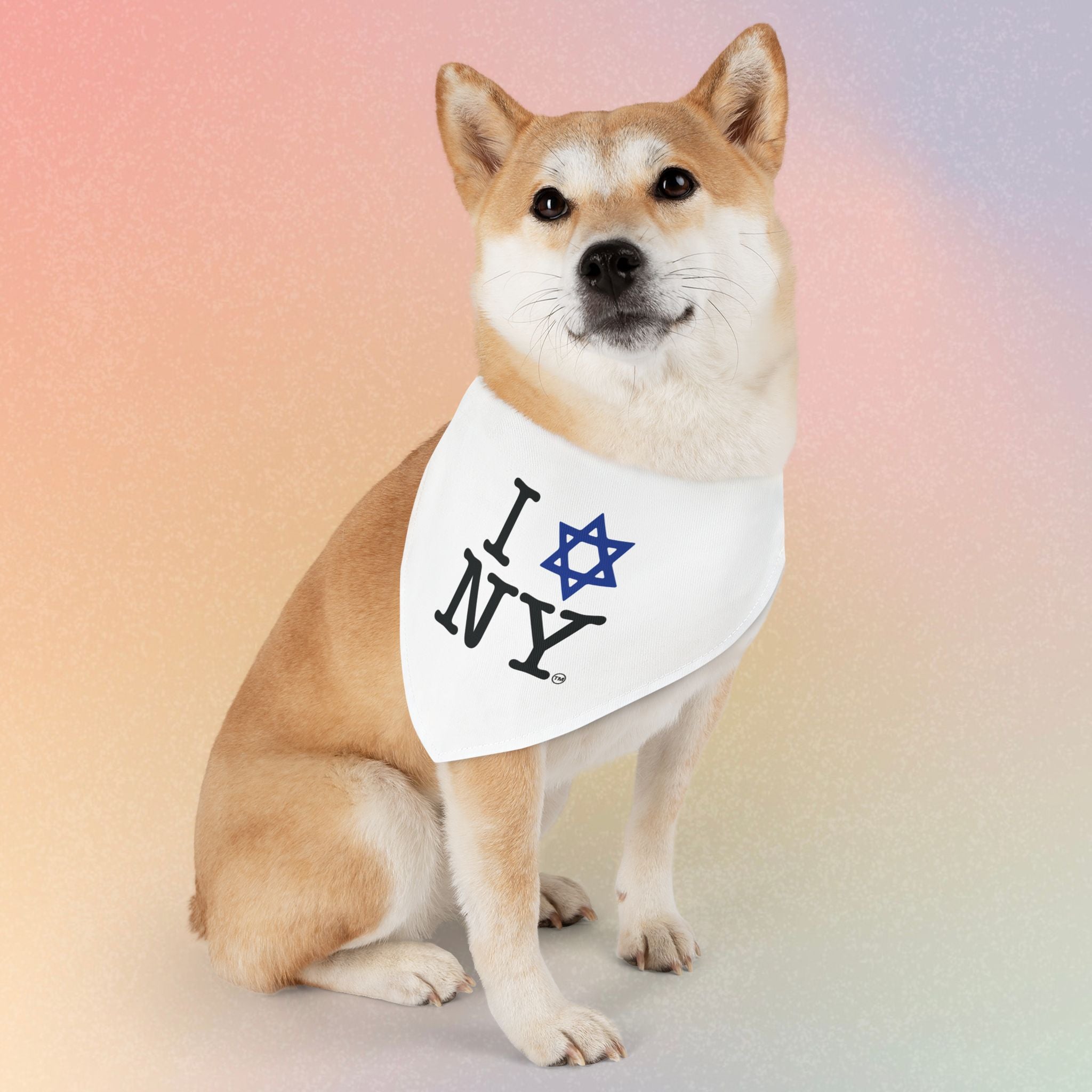 I LOVE NY Jewish Star (WHITE) Pet Bandana Collar Dog/Cat