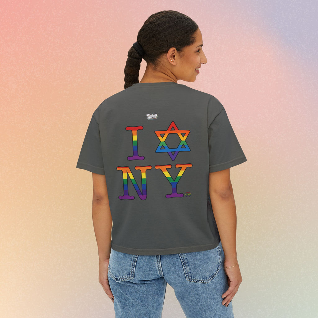 I Love NY Jewish Star LGBTQ Jewish Pride Women's Boxy Tee