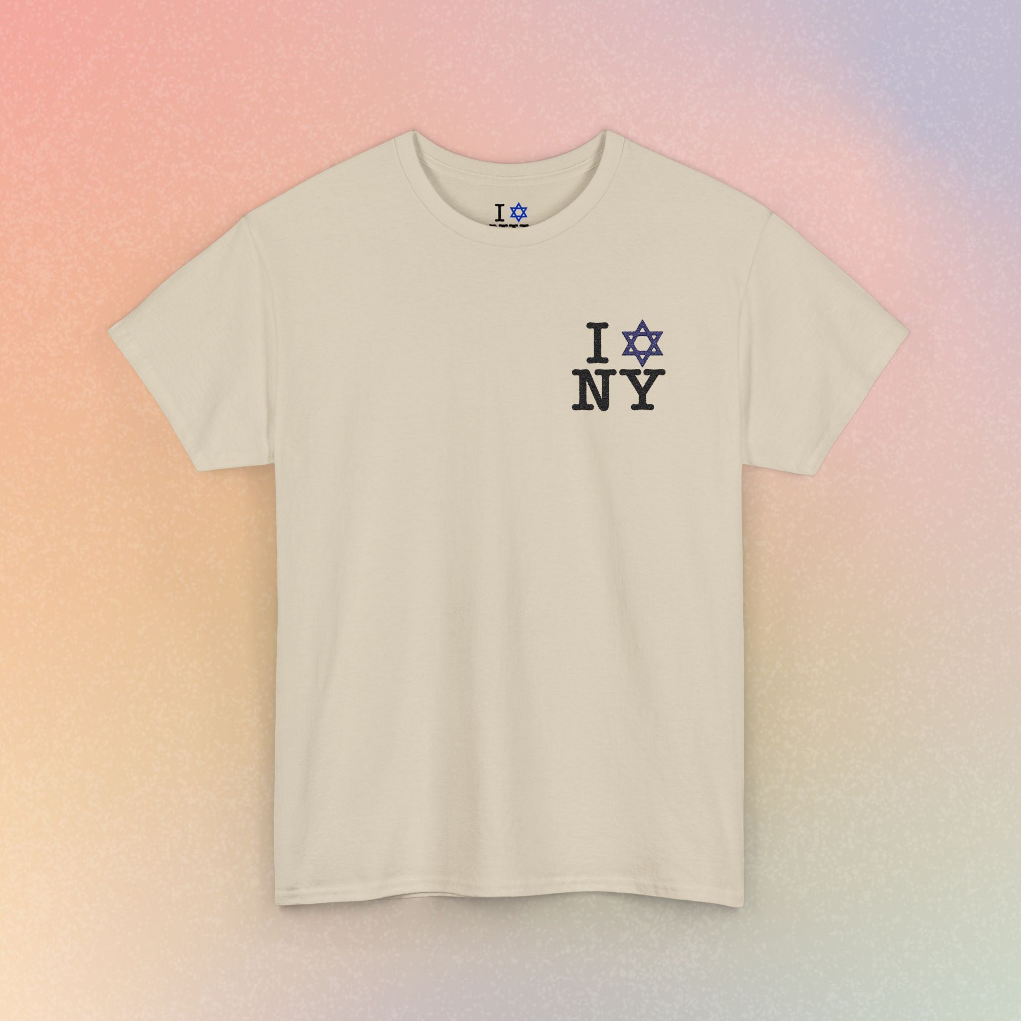 I Love NY Jewish Star Embroidered T-Shirt (Light Colors) | Jewish New York Tee