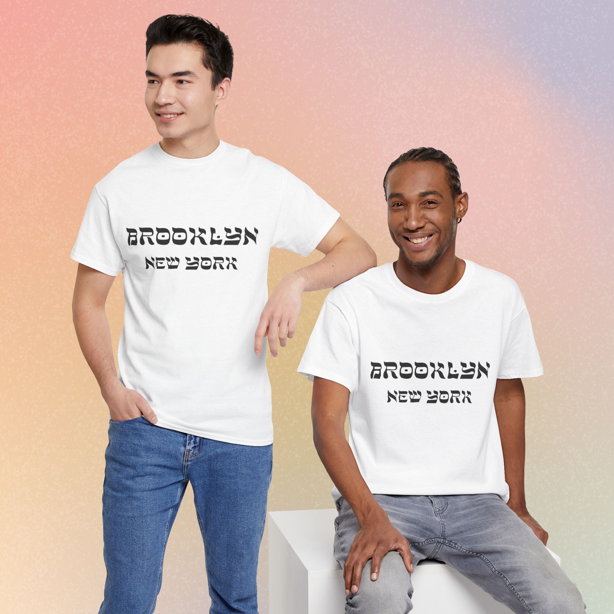 Brooklyn New York Hebrew Script - Unisex Heavy Cotton Tee