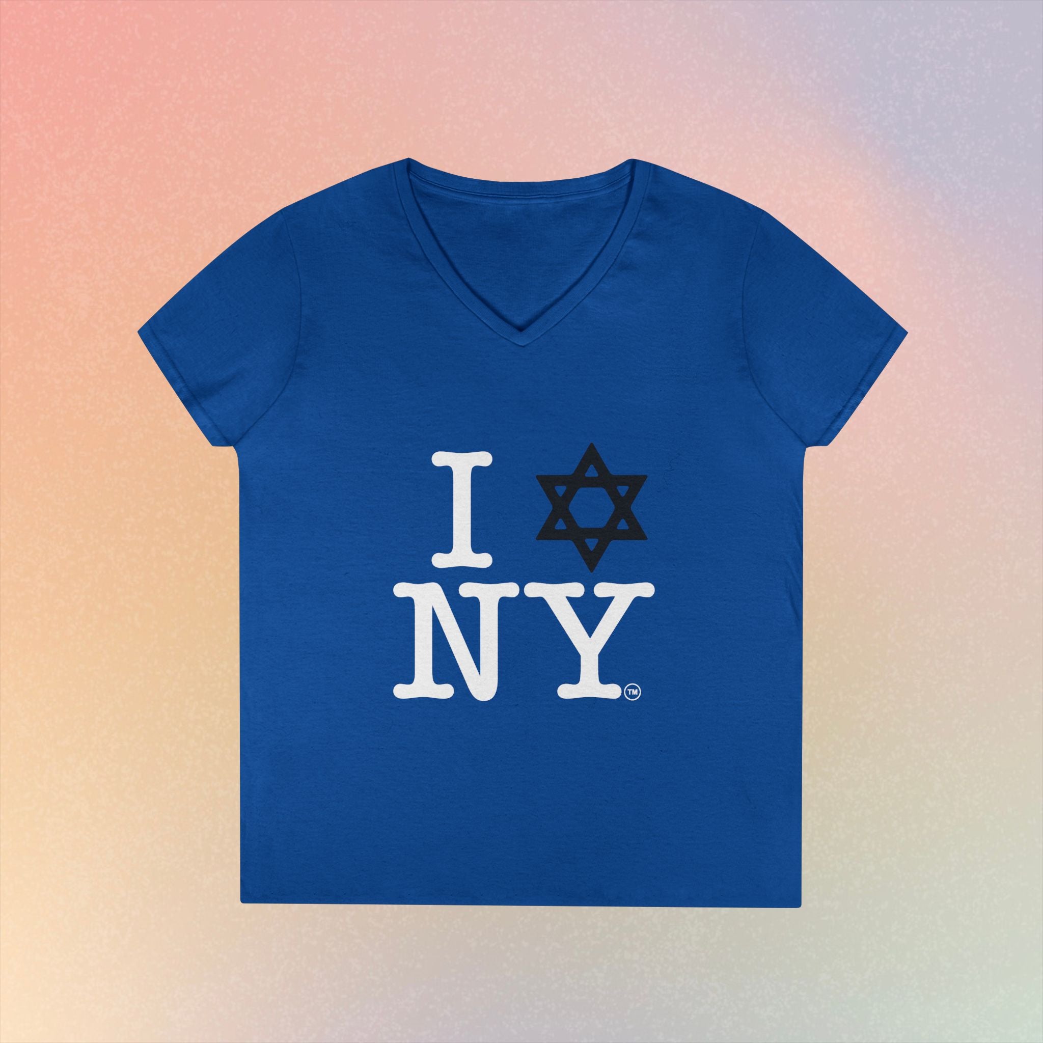 I Love NY Jewish Star V-Neck T-Shirt | New York Jewish Pride