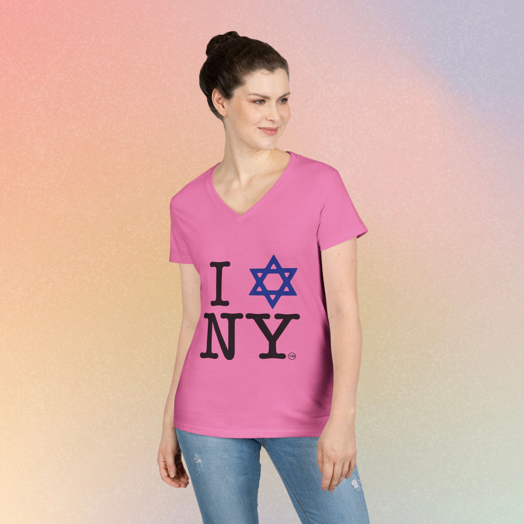 I Love NY Jewish Star V-Neck T-Shirt | New York Jewish Pride