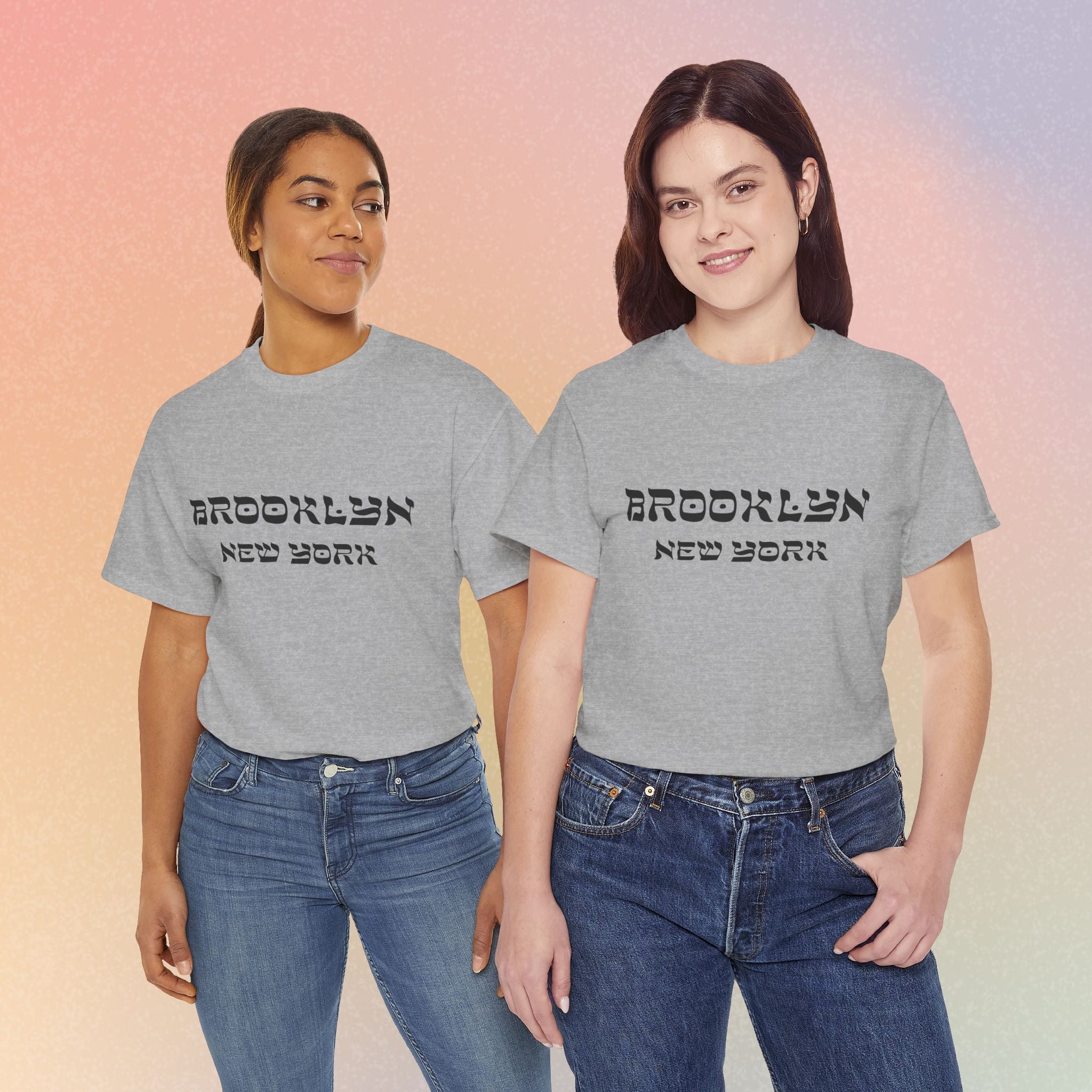 Brooklyn New York Hebrew Script - Unisex Heavy Cotton Tee