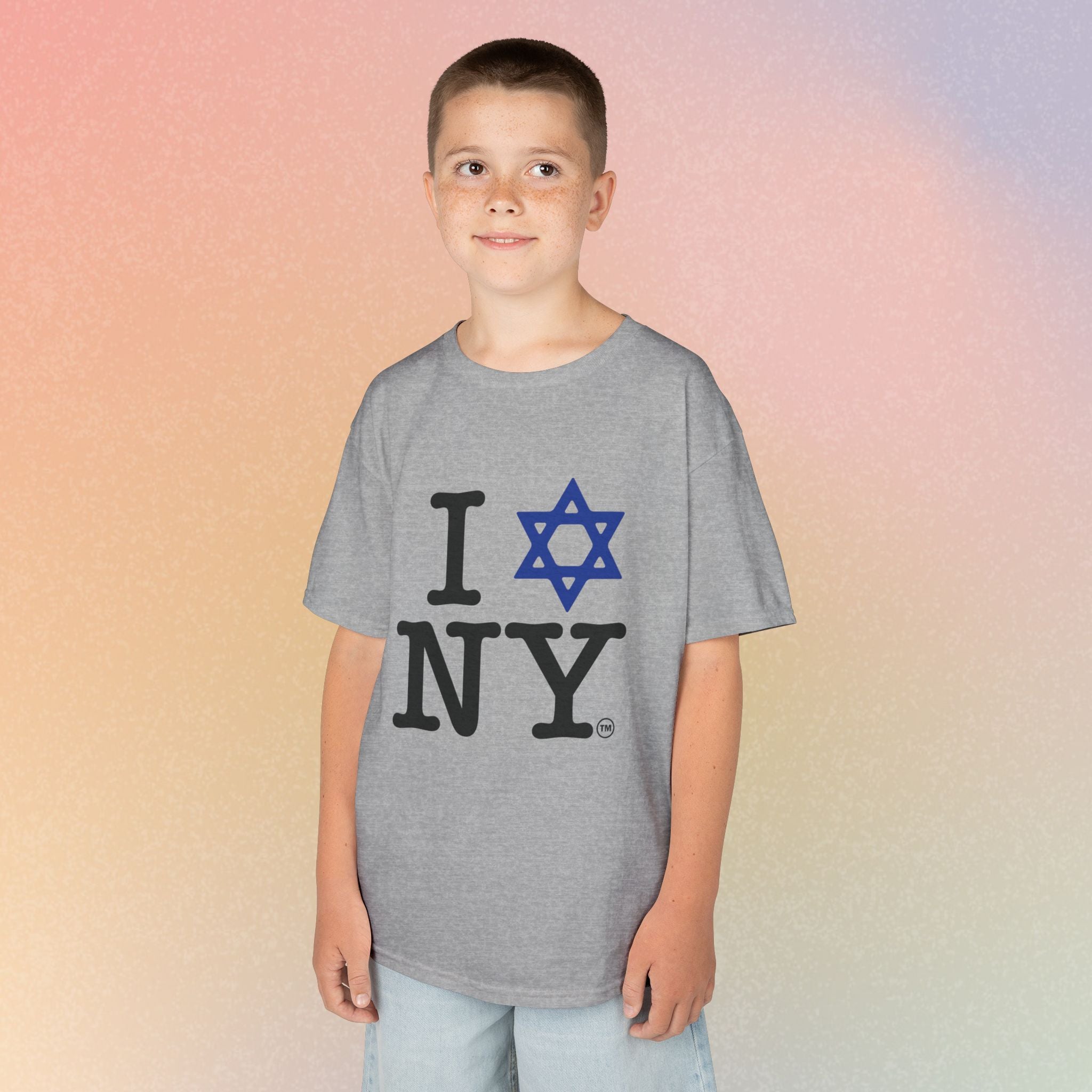 Kids I Jewish Star Love NY T-Shirt — Youth Jewish New York Pride Tee