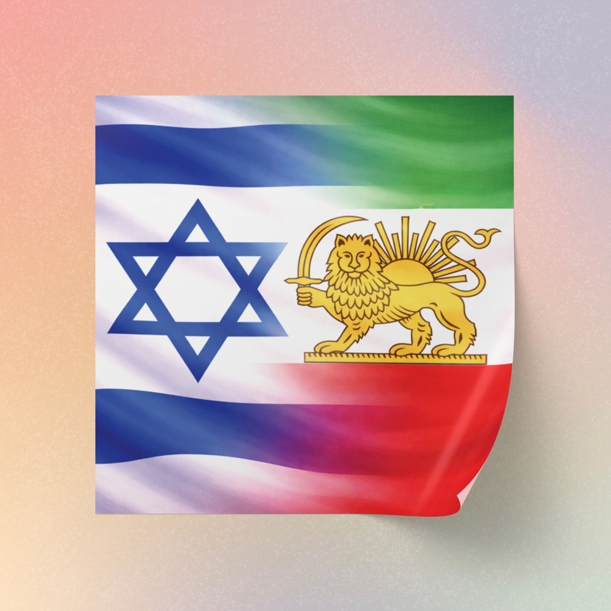 Persian and Israeli Flag Sticker Square Rolls