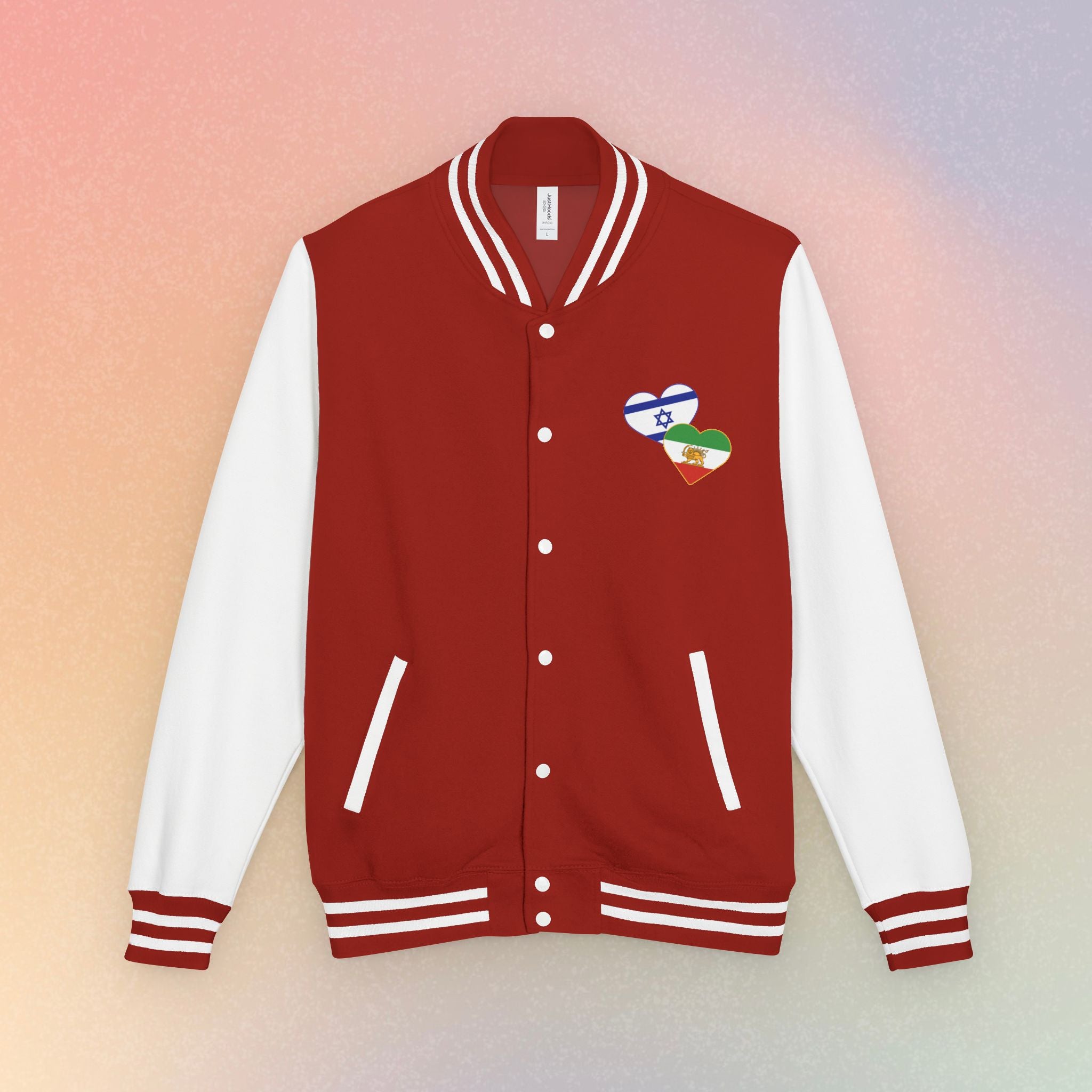Persian Israeli Heart Flag Letterman Jacket | Varsity Jacket