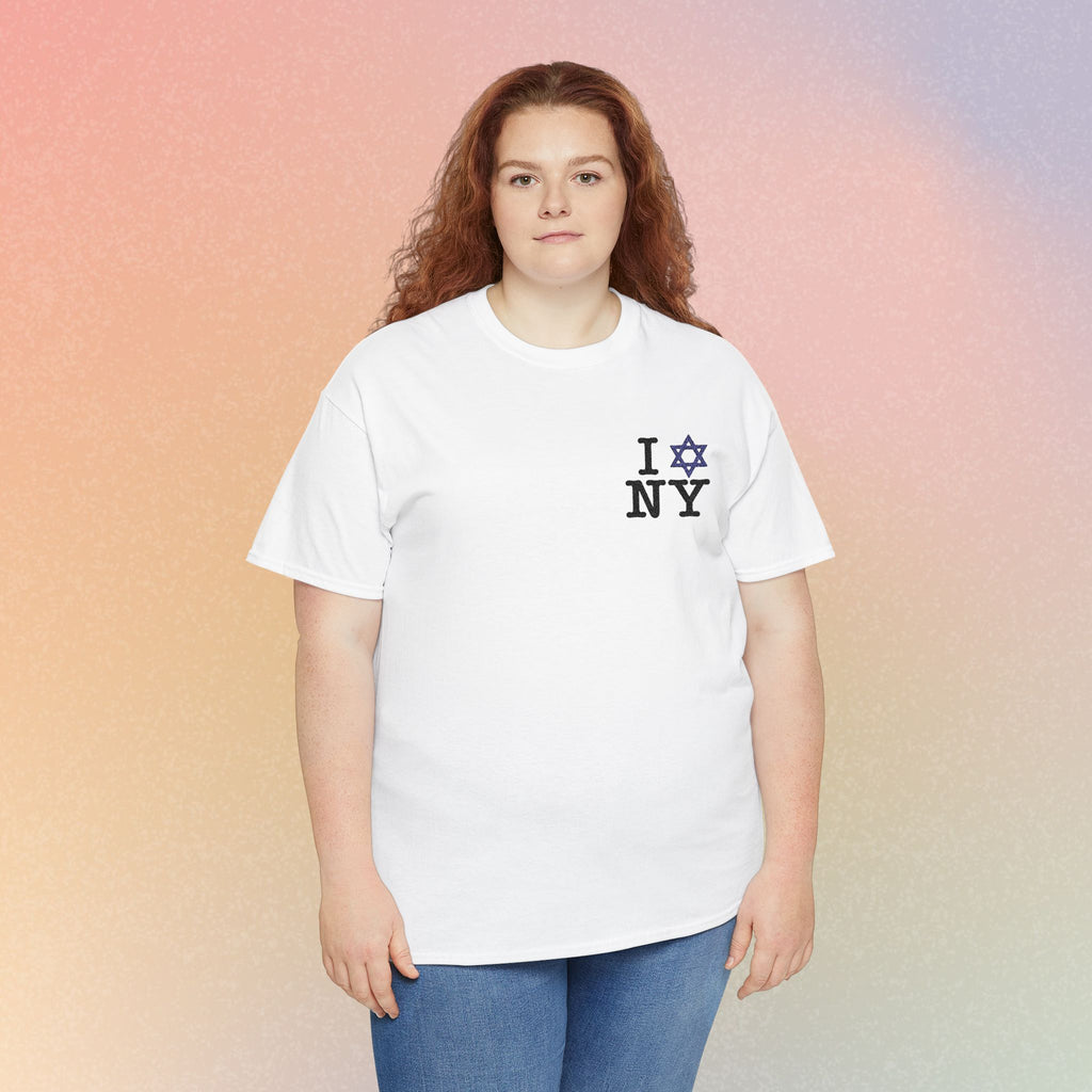 I Love NY Jewish Star Embroidered T-Shirt (Light Colors) | Jewish New York Tee